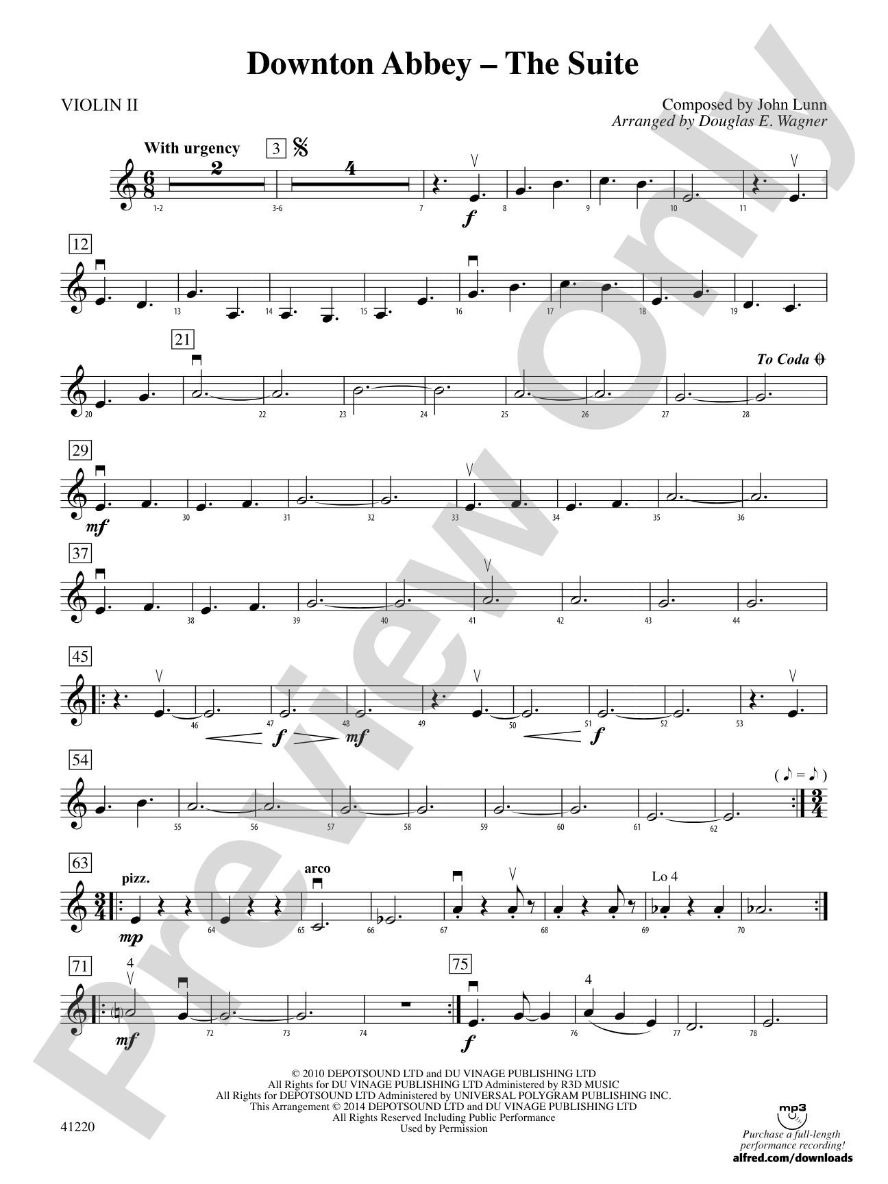 Downton Abbey – The Suite: 2nd Violin
