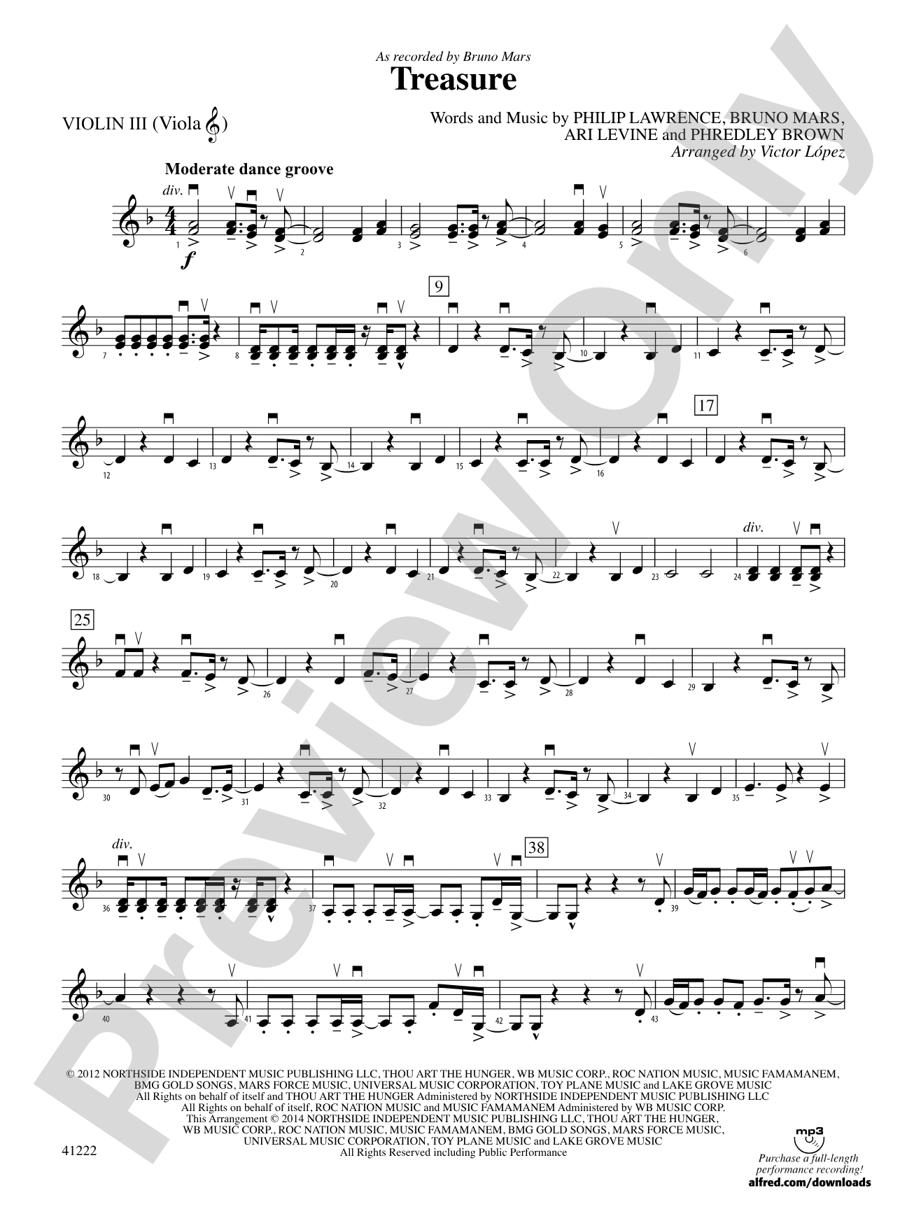 Treasure: 3rd Violin (Viola [TC])