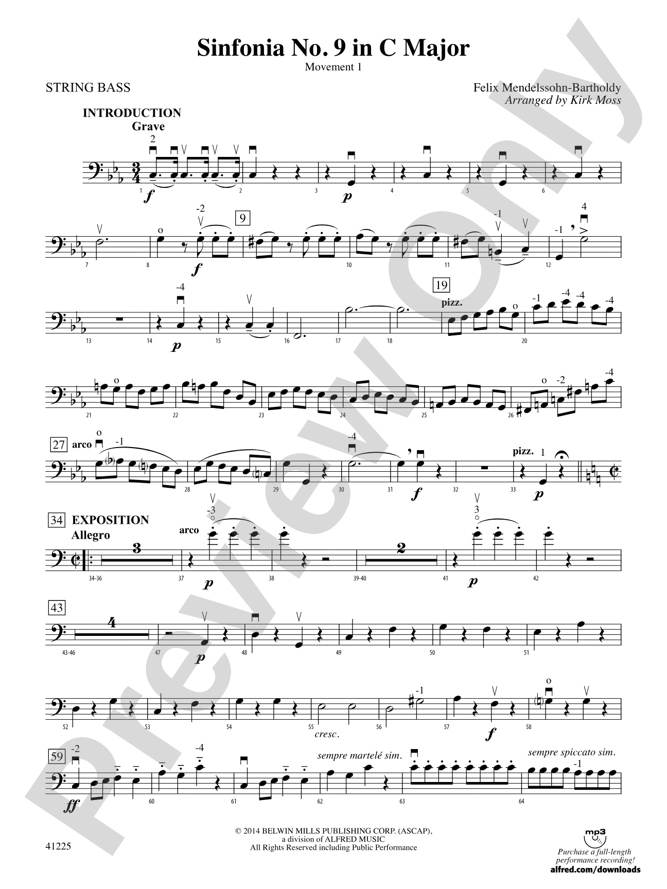 Sinfonia No. 9 in C Major: String Bass