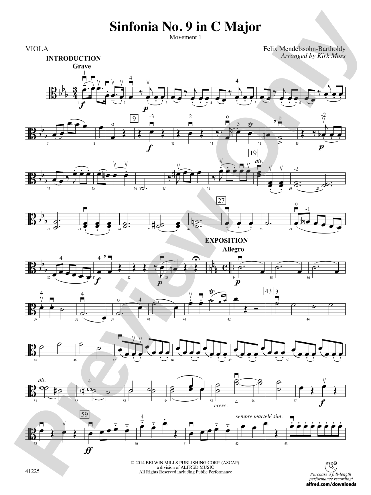 Sinfonia No. 9 in C Major: Viola