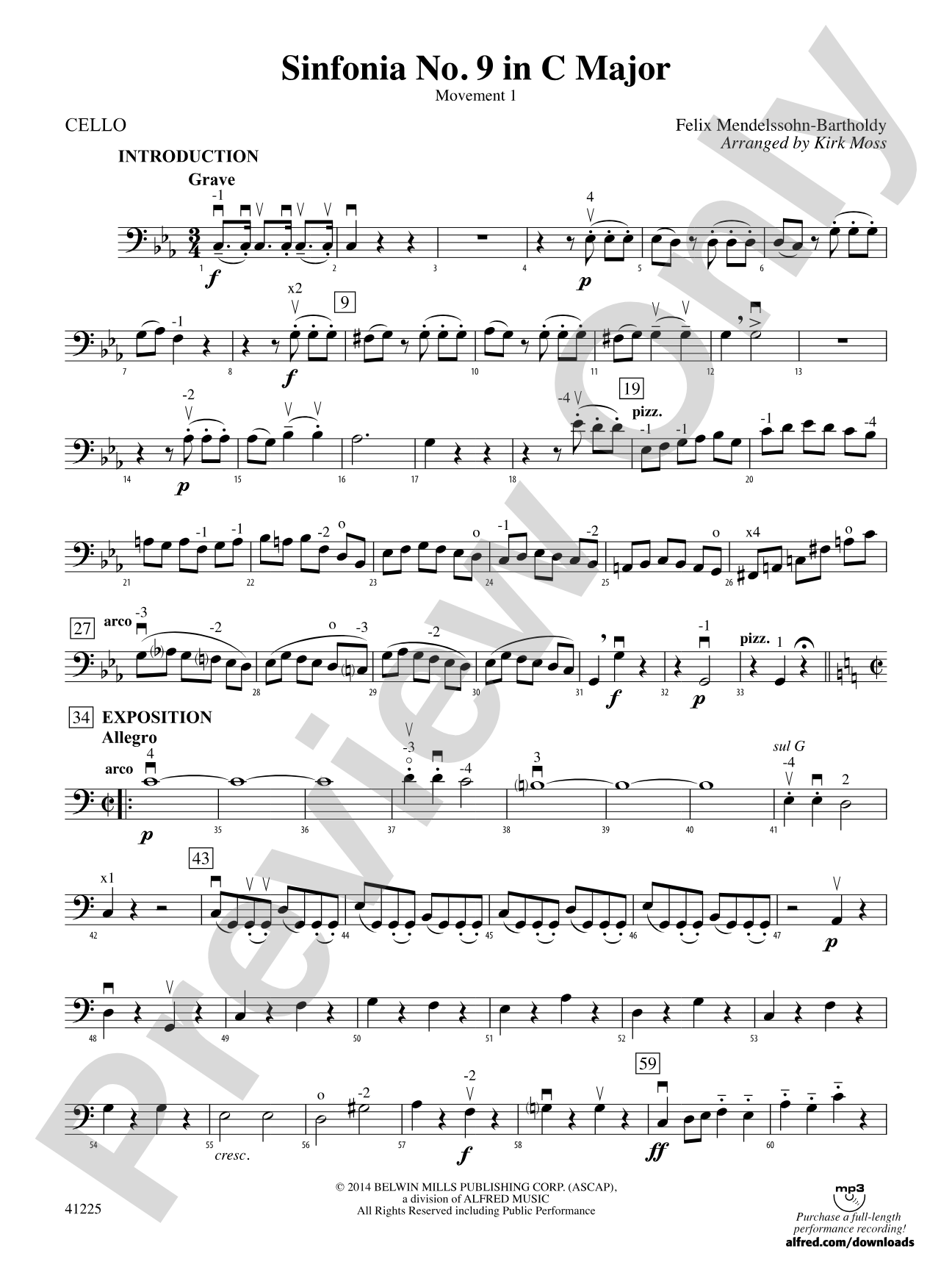Sinfonia No. 9 in C Major: Cello