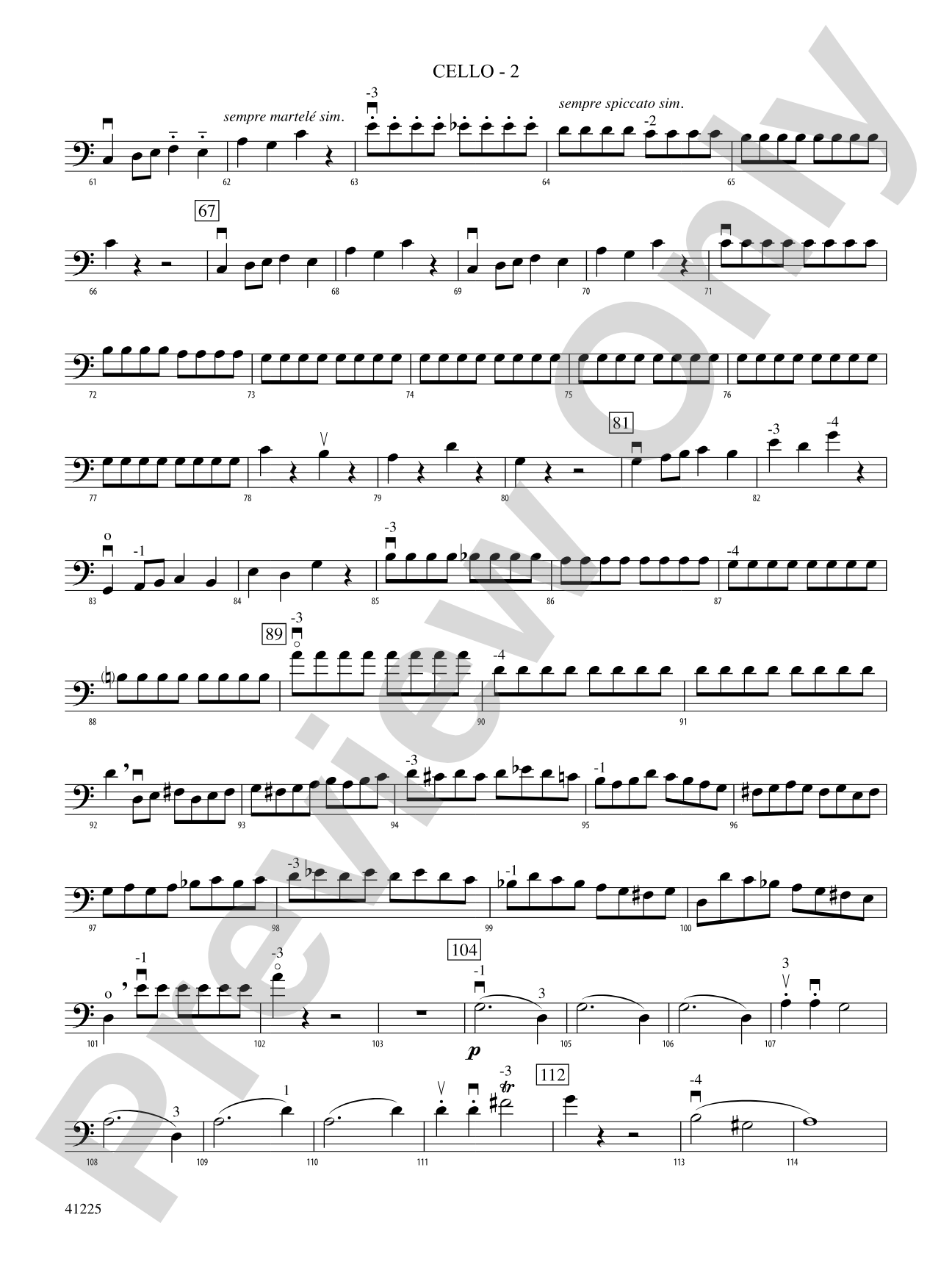 Sinfonia No. 9 in C Major: Cello