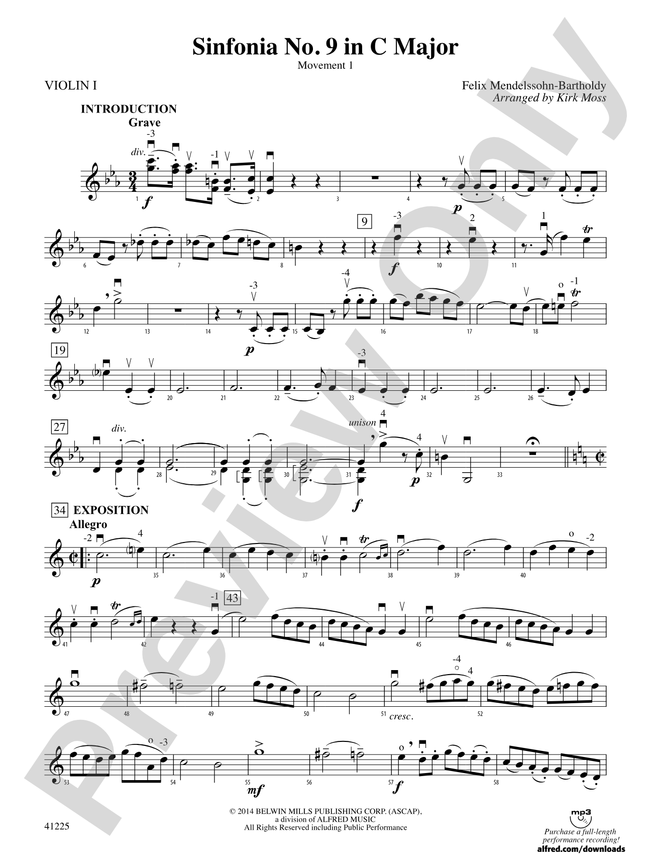 Sinfonia No. 9 in C Major: 1st Violin