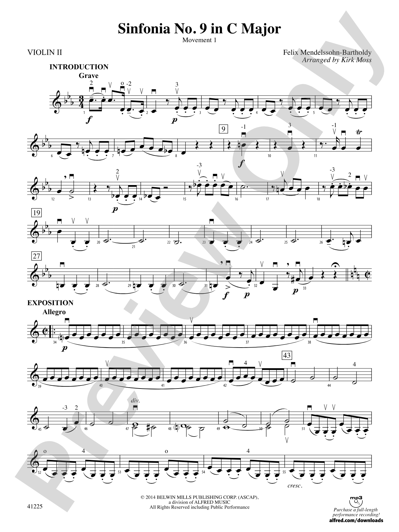 Sinfonia No. 9 in C Major: 2nd Violin
