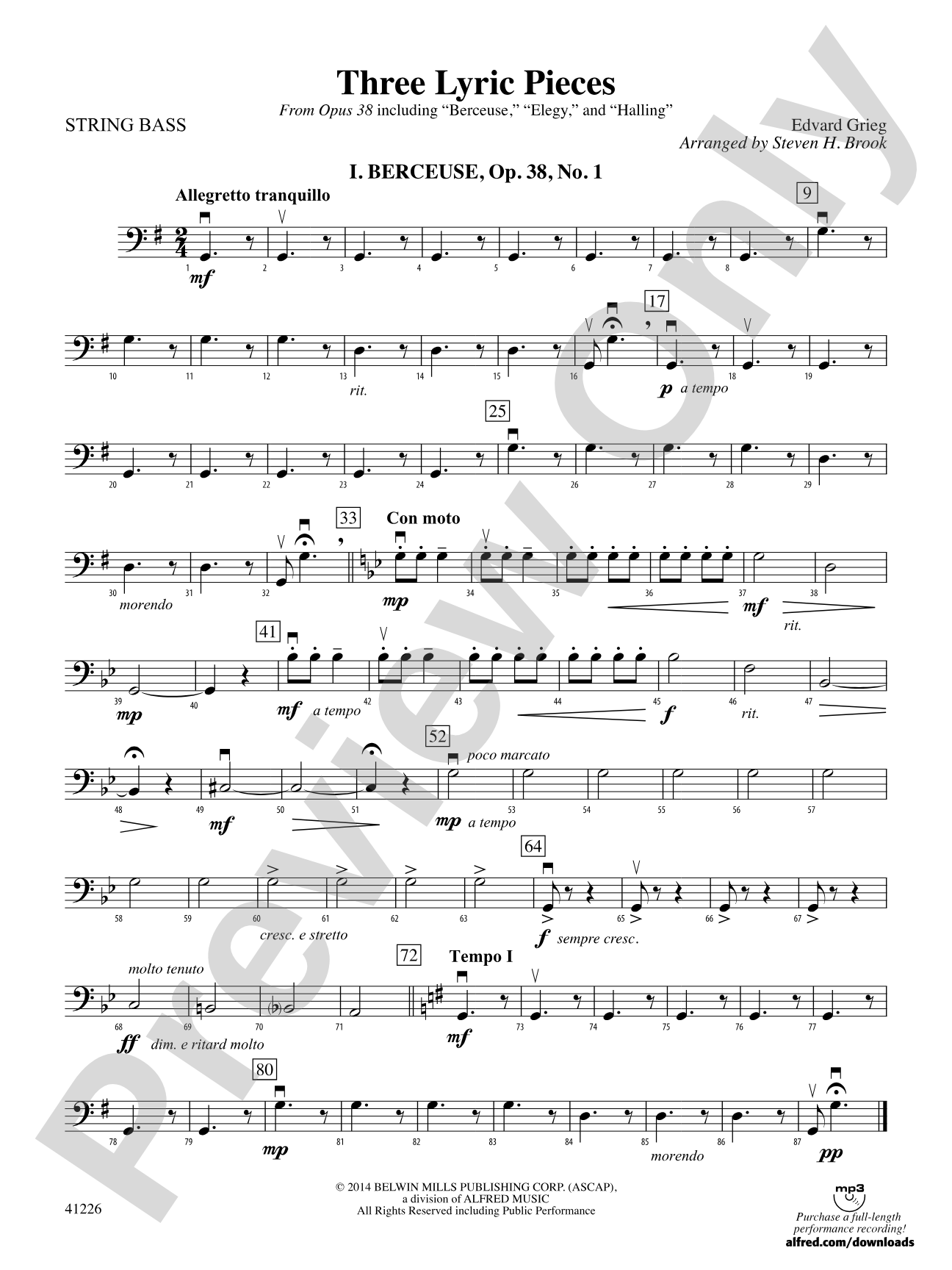 Three Lyric Pieces: String Bass