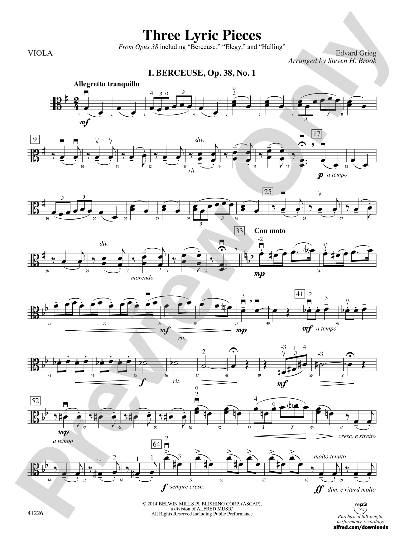 Three Lyric Pieces: Viola