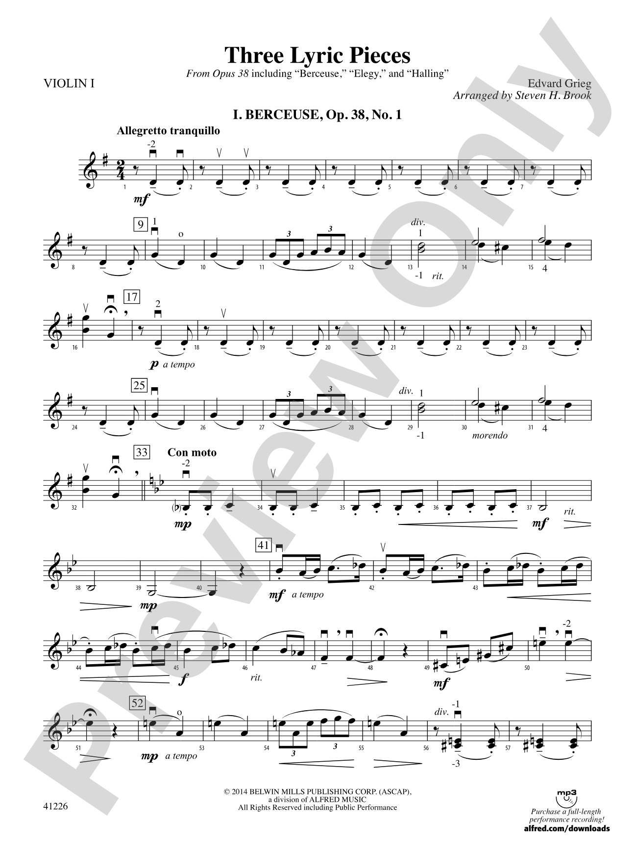 Three Lyric Pieces: 1st Violin
