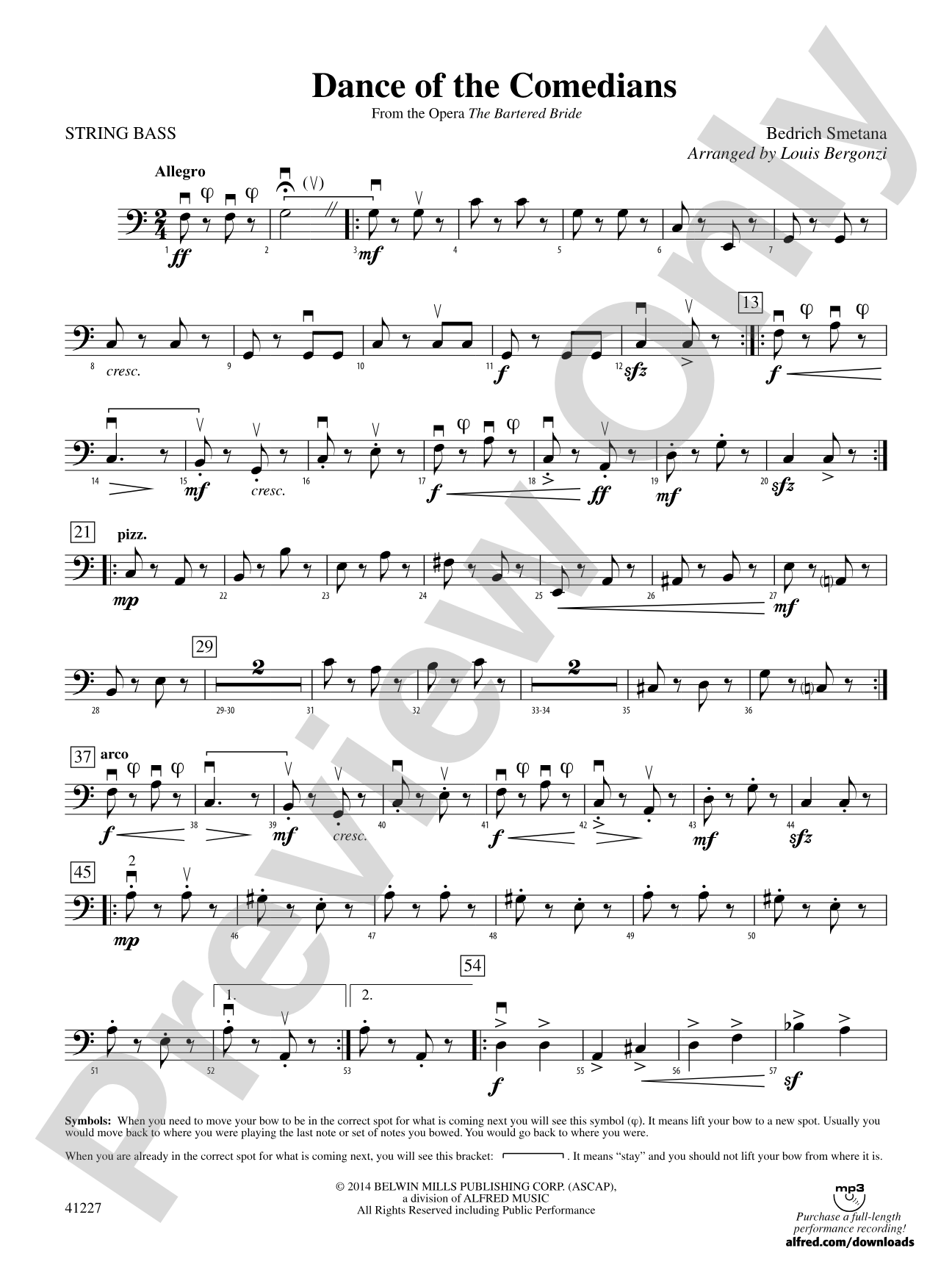 Dance of the Comedians (from the opera The Bartered Bride): String Bass