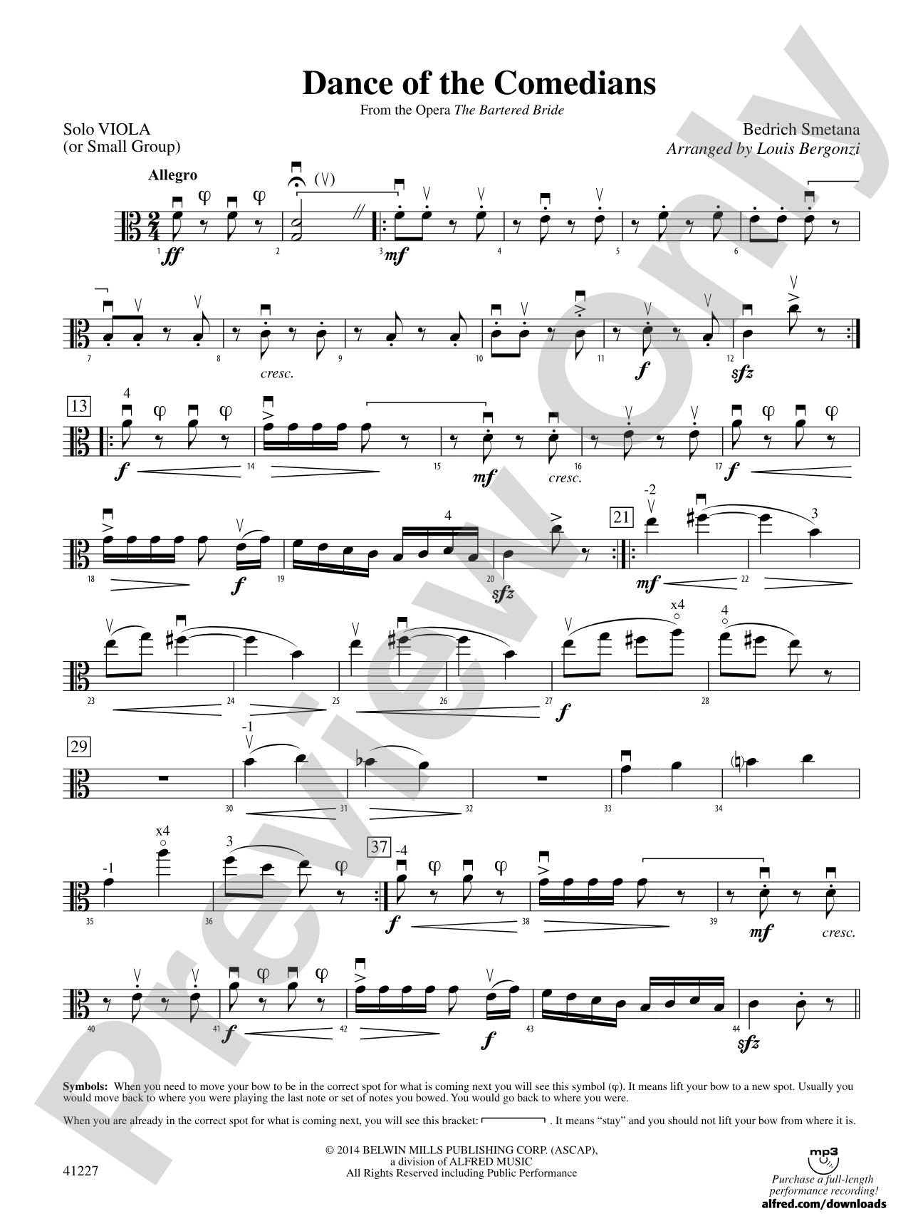 Dance of the Comedians (from the opera The Bartered Bride): Solo Viola (or Small Group)
