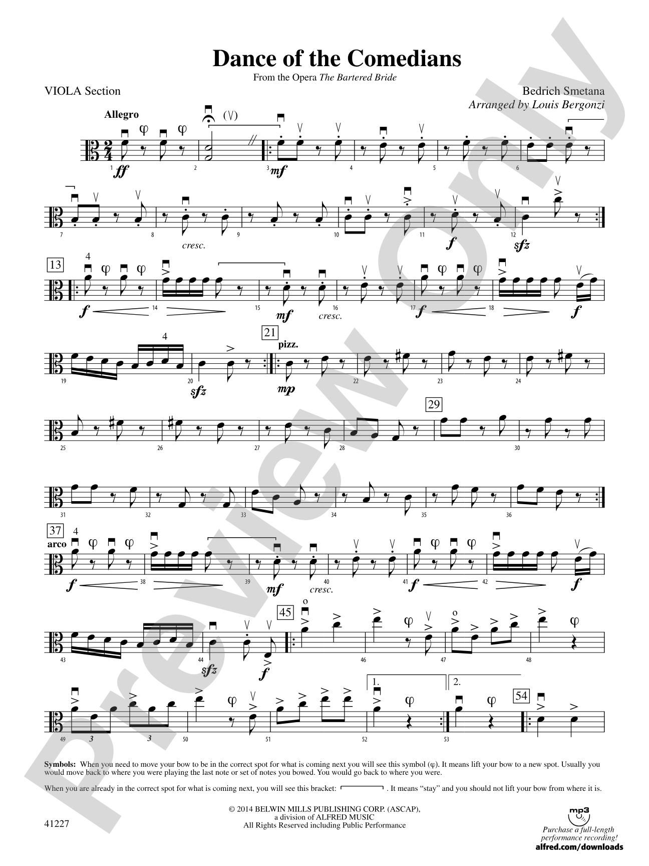 Dance of the Comedians (from the opera The Bartered Bride): Viola Section