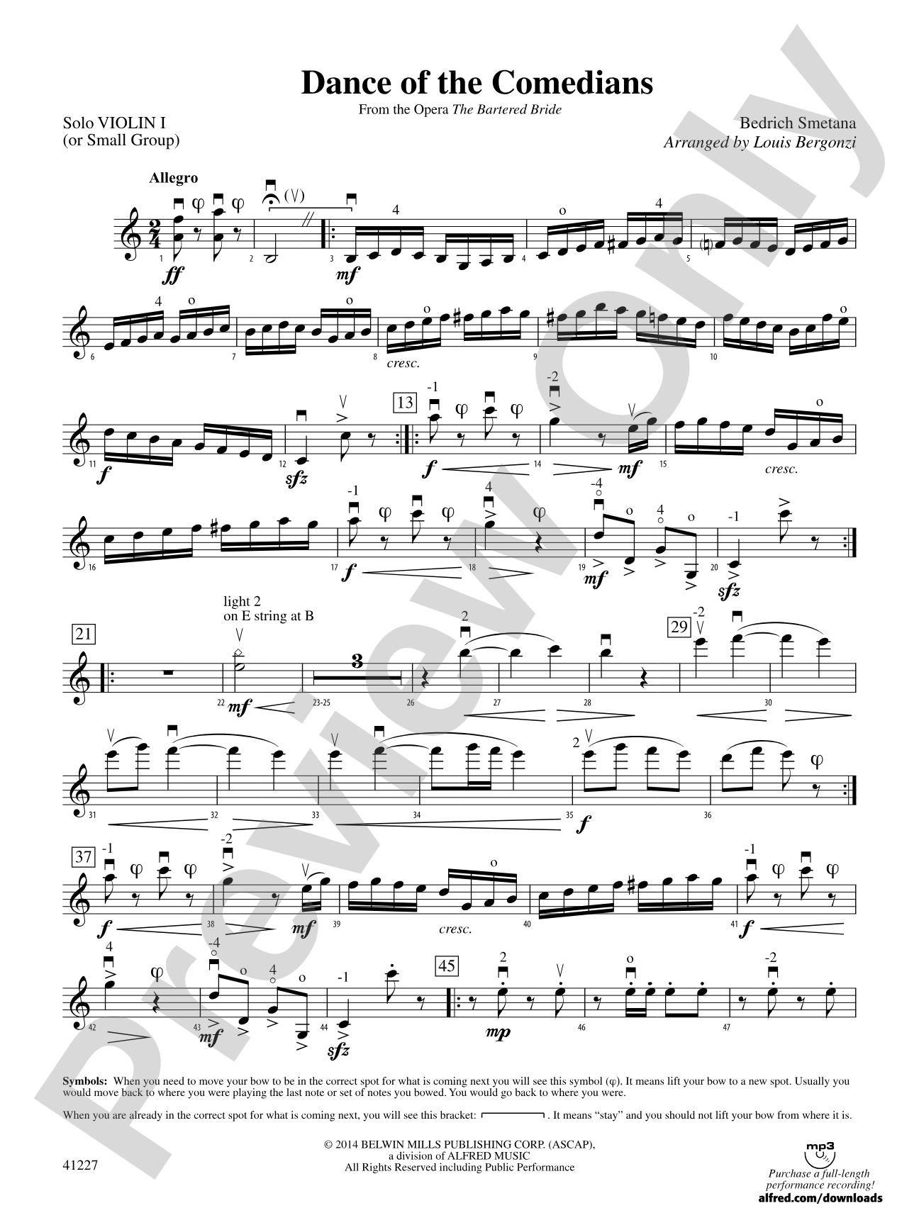 Dance of the Comedians (from the opera The Bartered Bride): Violin 1A