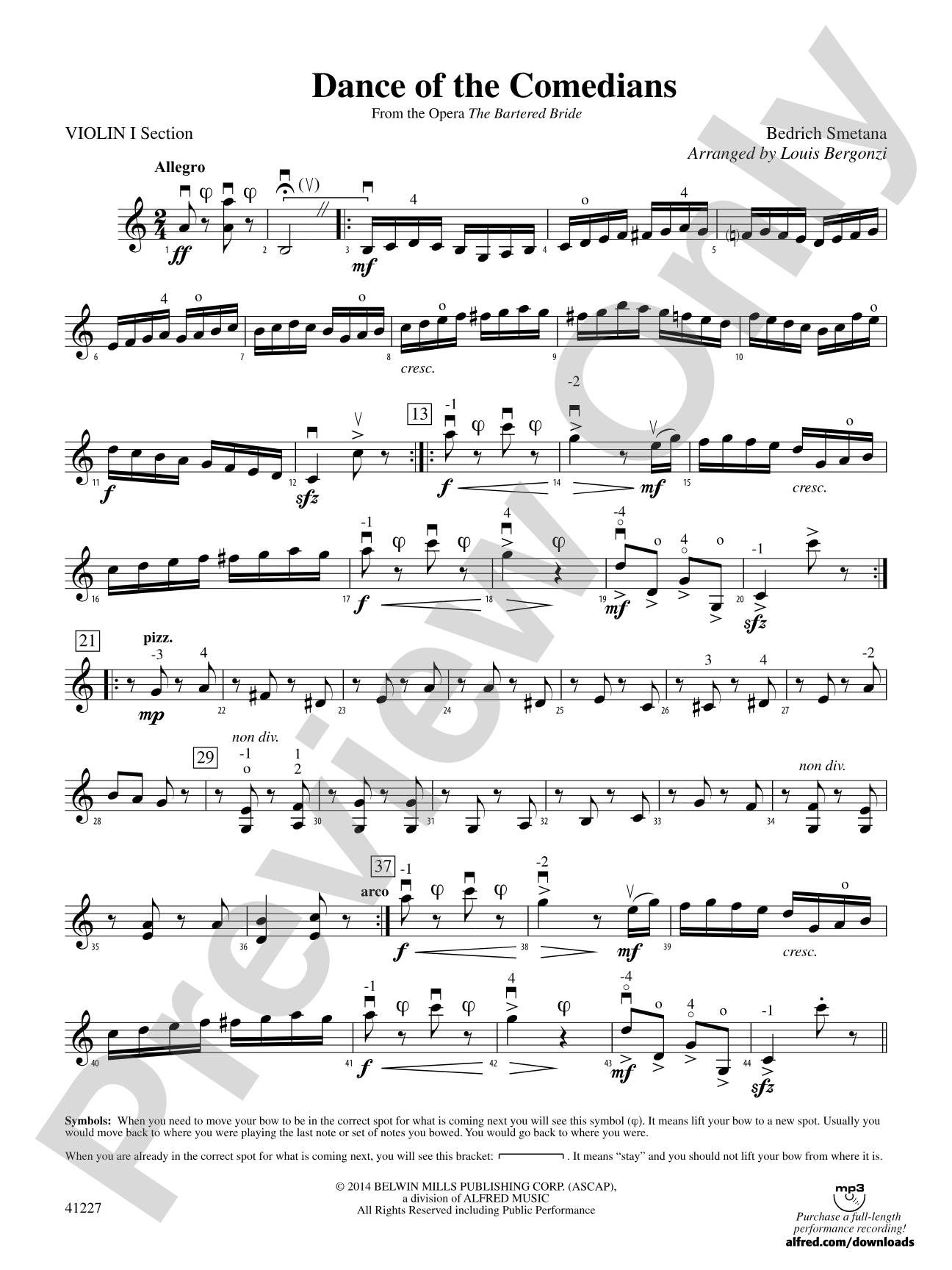 Dance of the Comedians (from the opera The Bartered Bride): Violin 1B