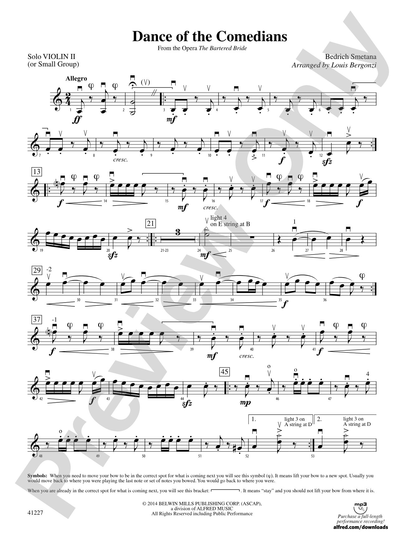 Dance of the Comedians (from the opera The Bartered Bride): Solo Violin 2 (or Small Group)
