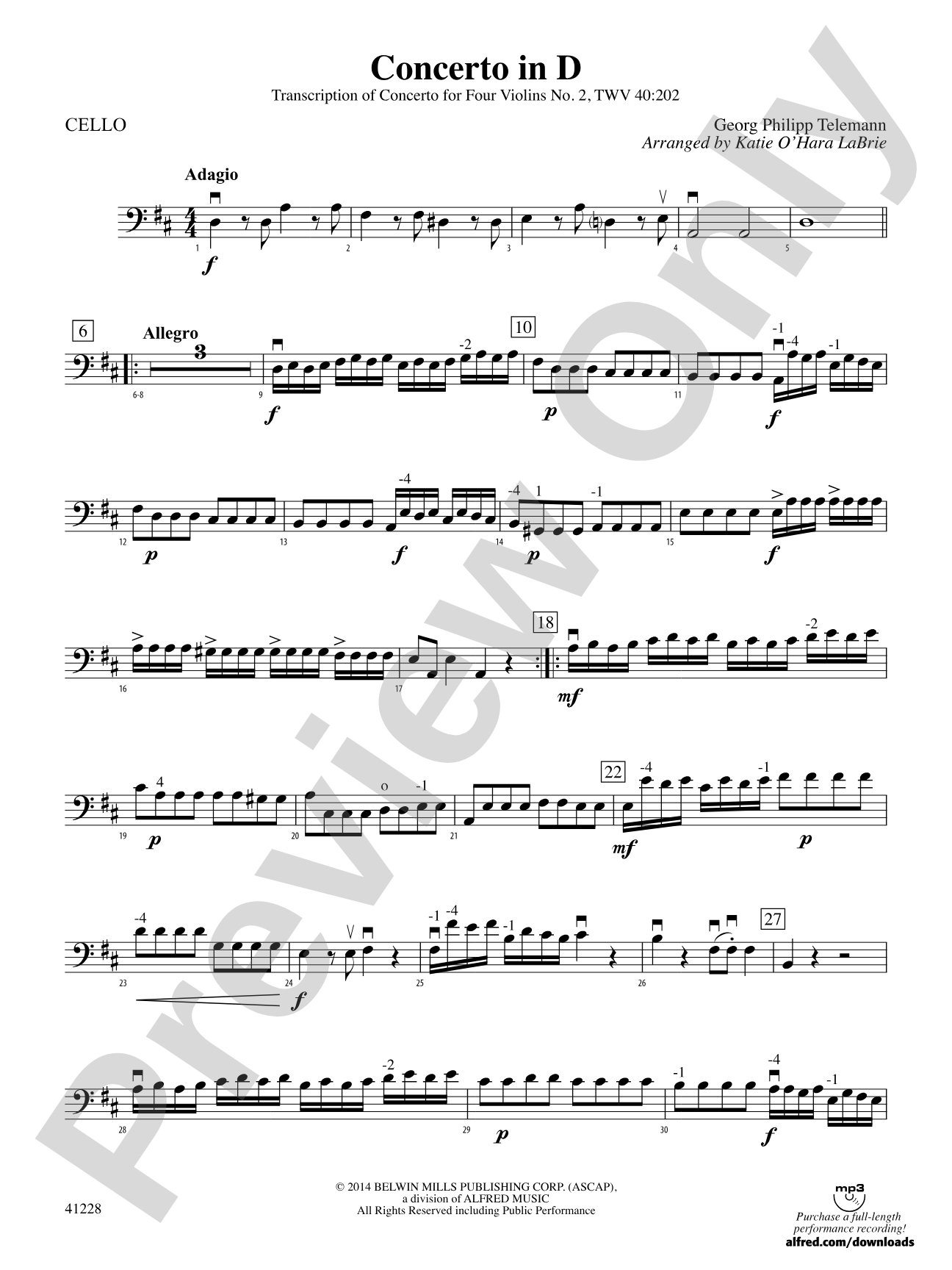 Concerto in D: Cello