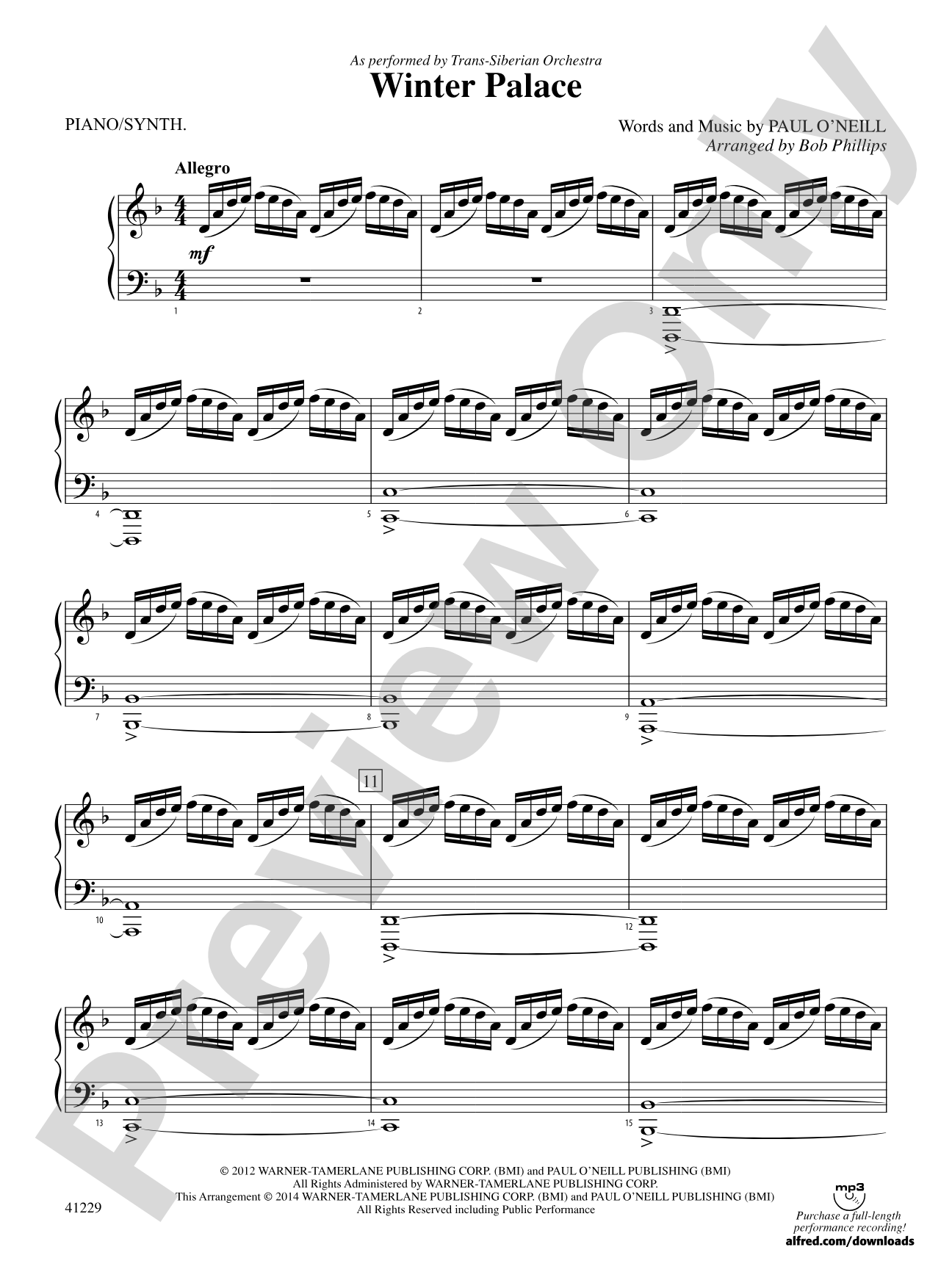 Winter Palace: Piano Accompaniment