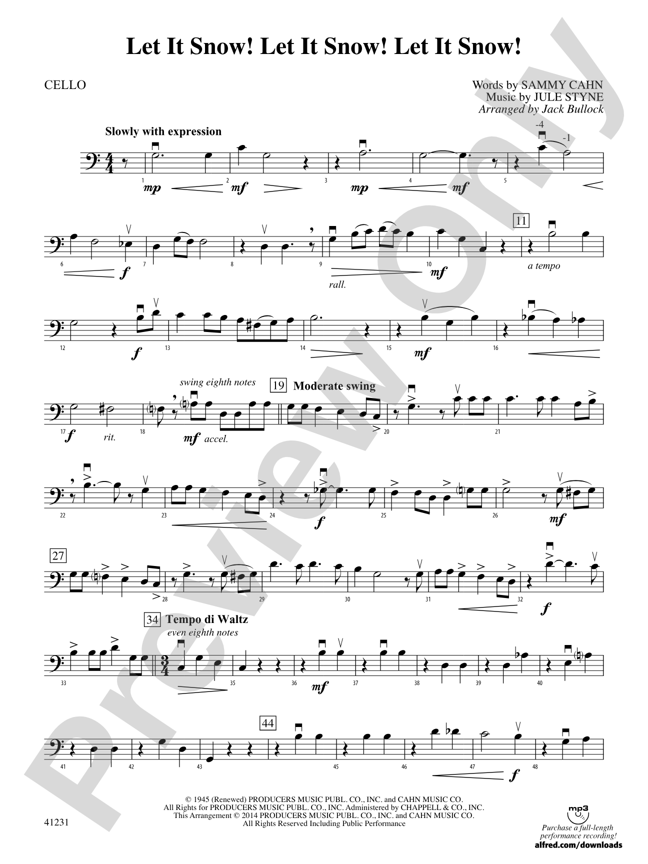 Let It Snow! Let It Snow! Let It Snow!: Cello