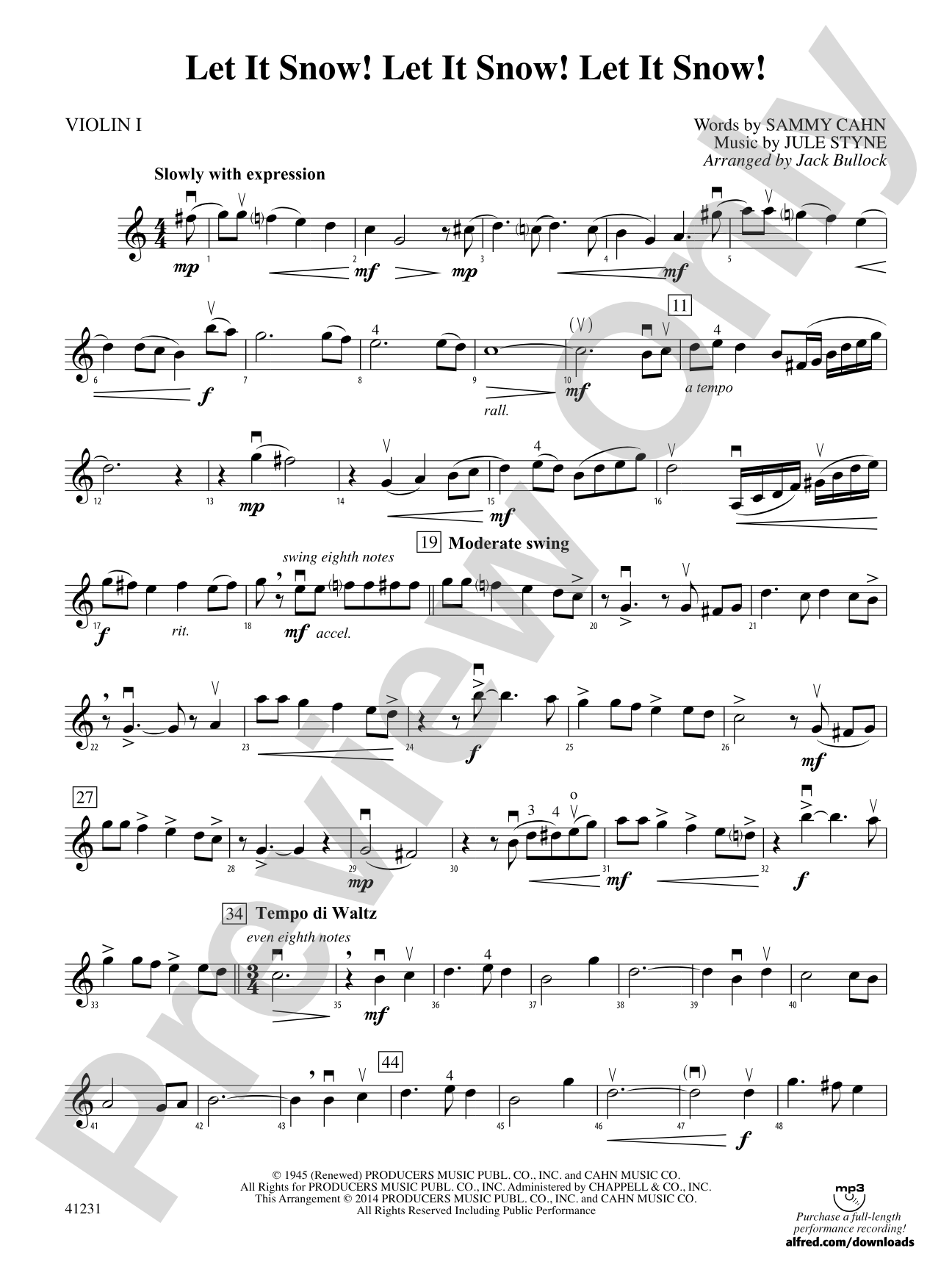 Let It Snow! Let It Snow! Let It Snow!: 1st Violin