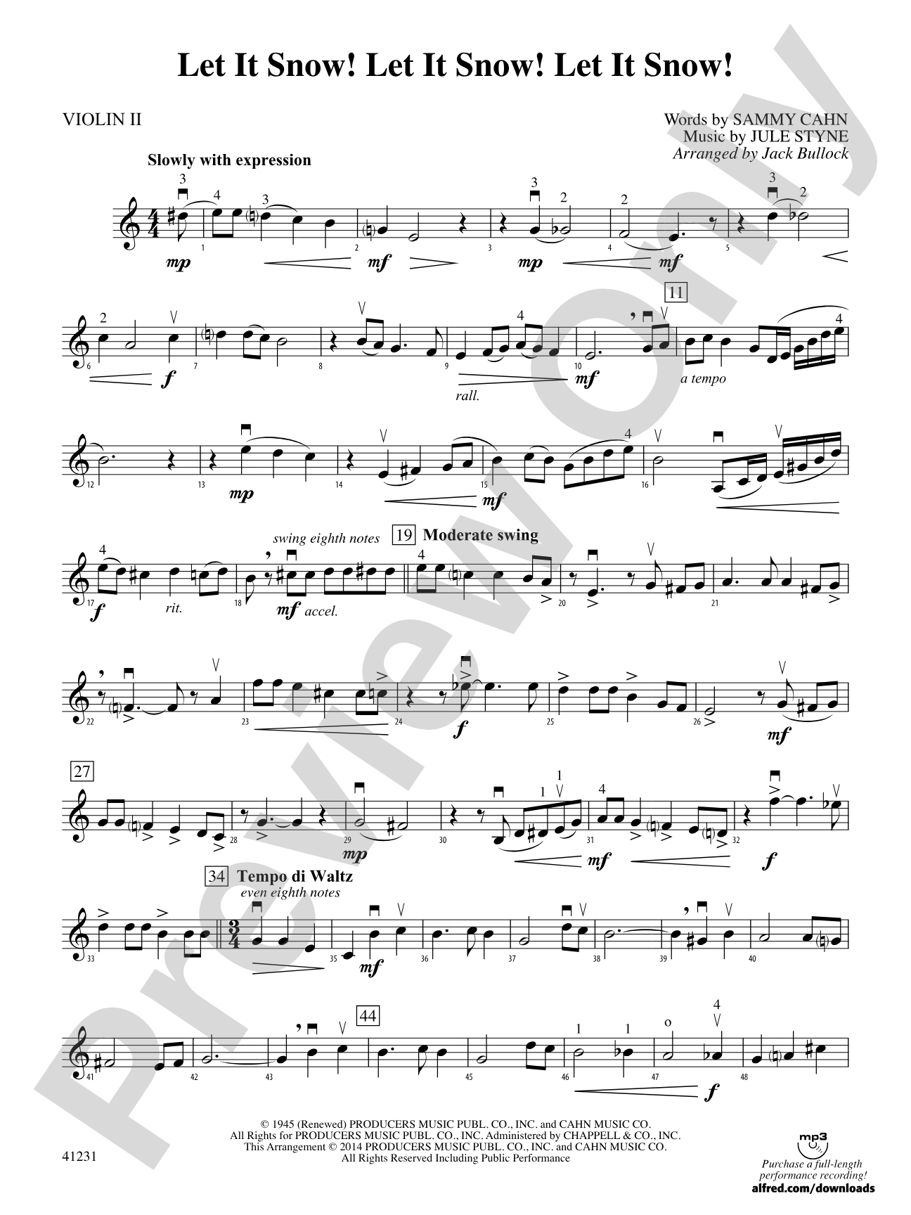 Let It Snow! Let It Snow! Let It Snow!: 2nd Violin