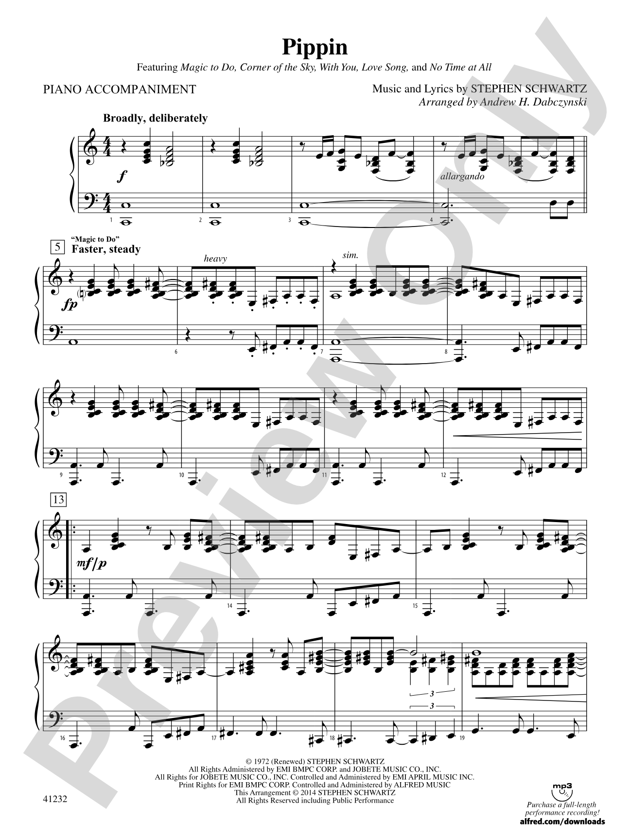 Pippin: Piano Accompaniment