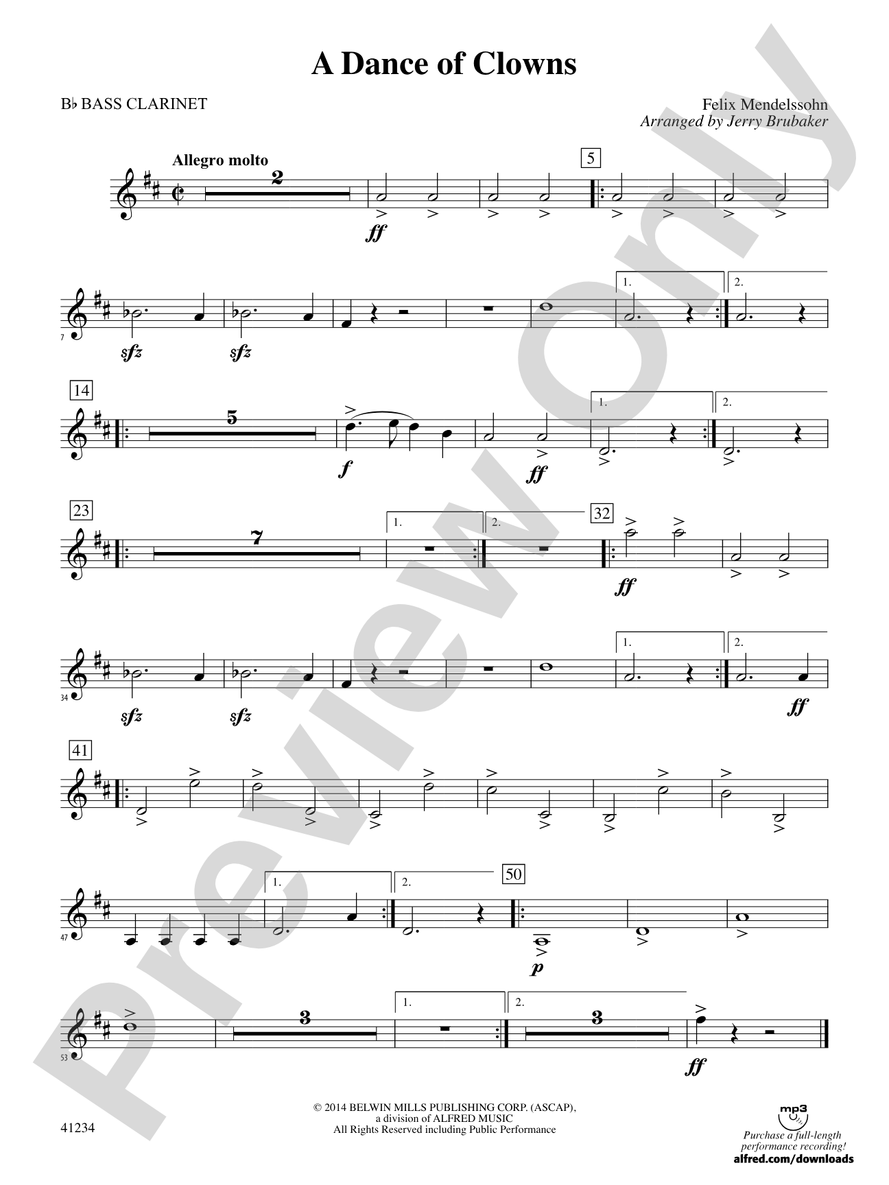 A Dance of Clowns (from A Midsummer Night's Dream): B-flat Bass Clarinet