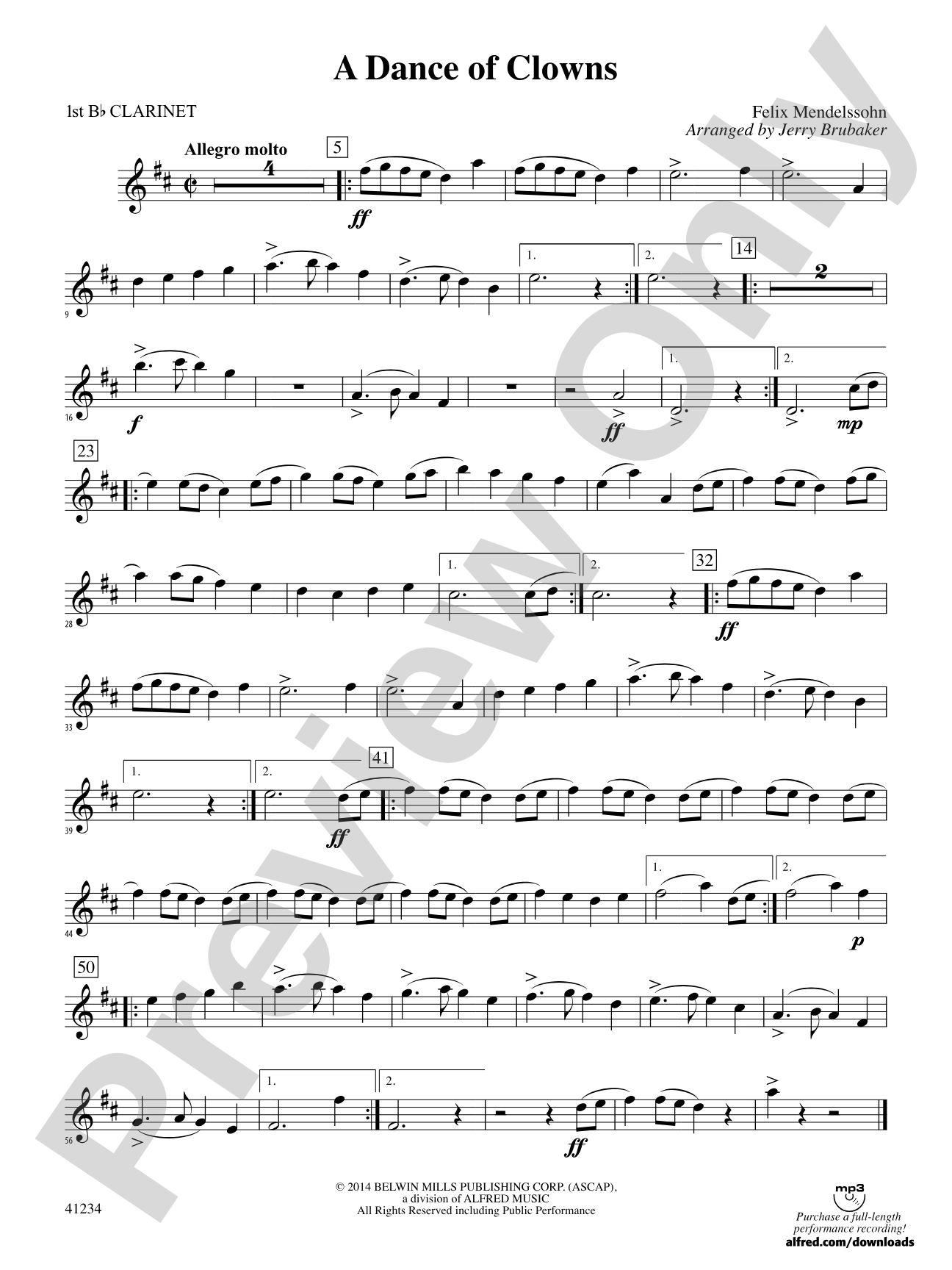 A Dance of Clowns (from A Midsummer Night's Dream): 1st B-flat Clarinet