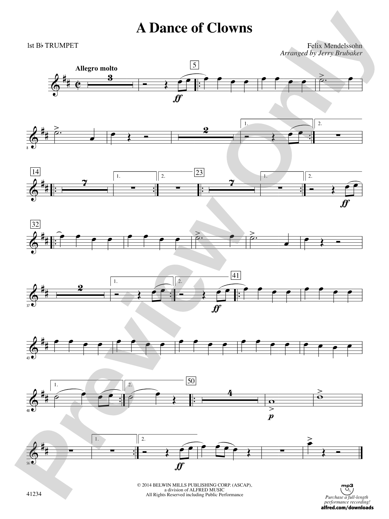 A Dance of Clowns (from A Midsummer Night's Dream): 1st B-flat Trumpet