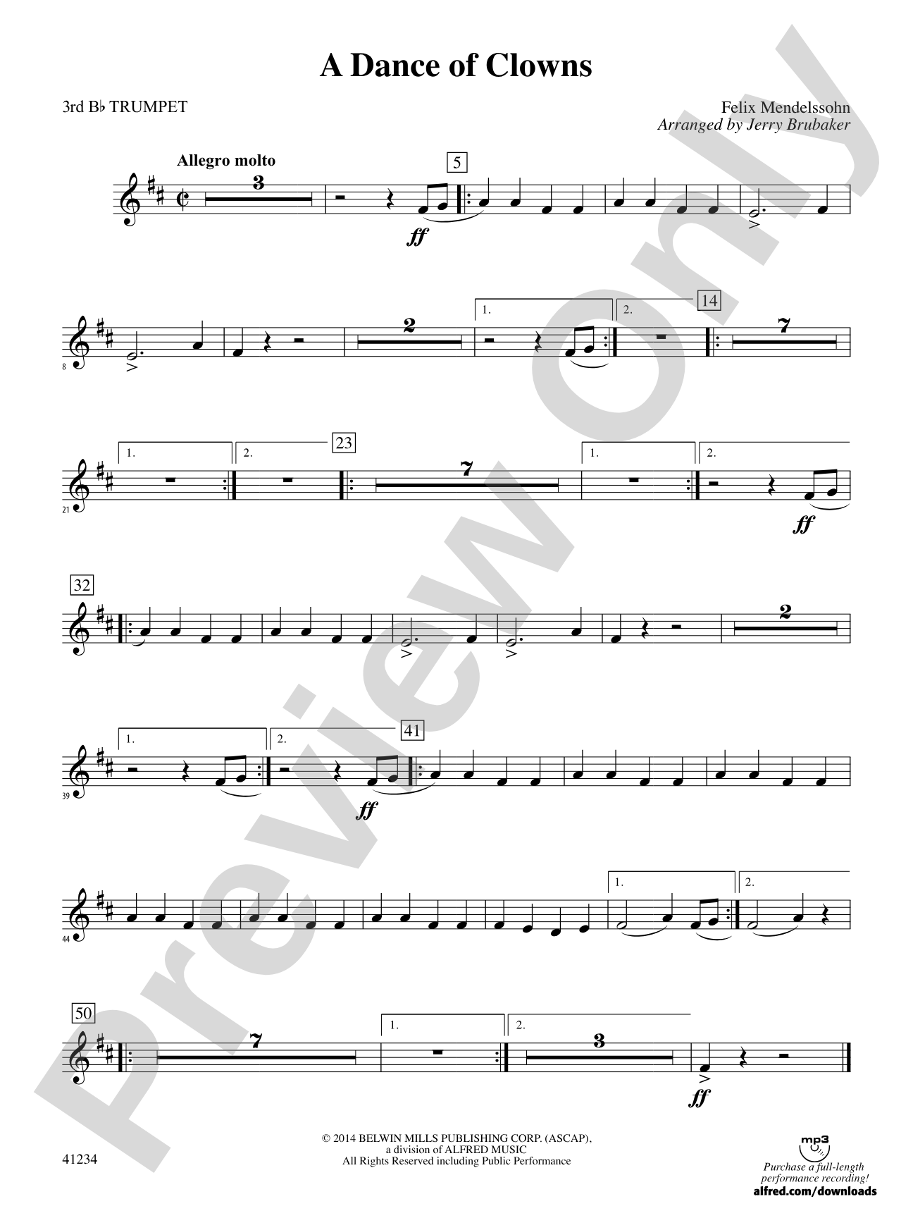 A Dance of Clowns (from A Midsummer Night's Dream): 3rd B-flat Trumpet