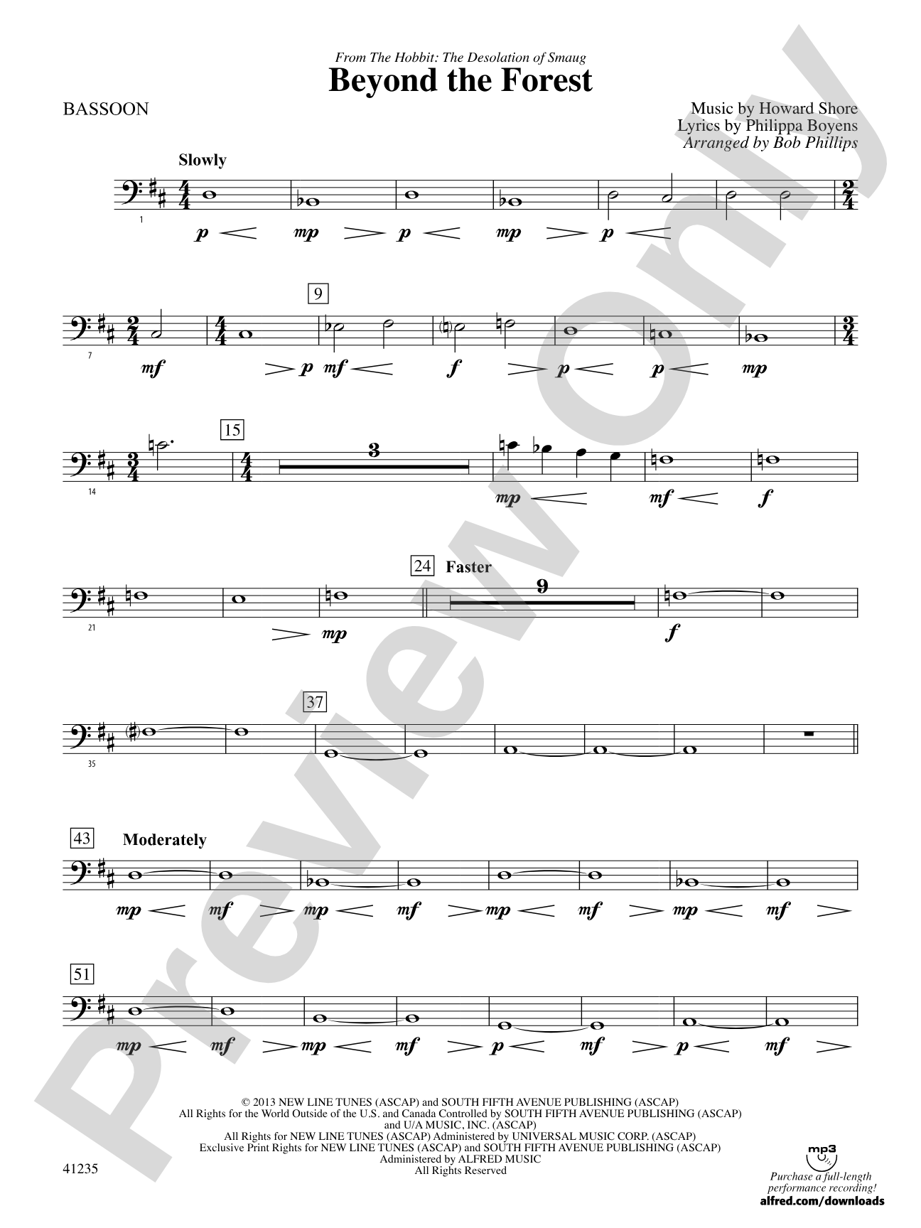 Beyond the Forest (from The Hobbit: The Desolation of Smaug): Bassoon