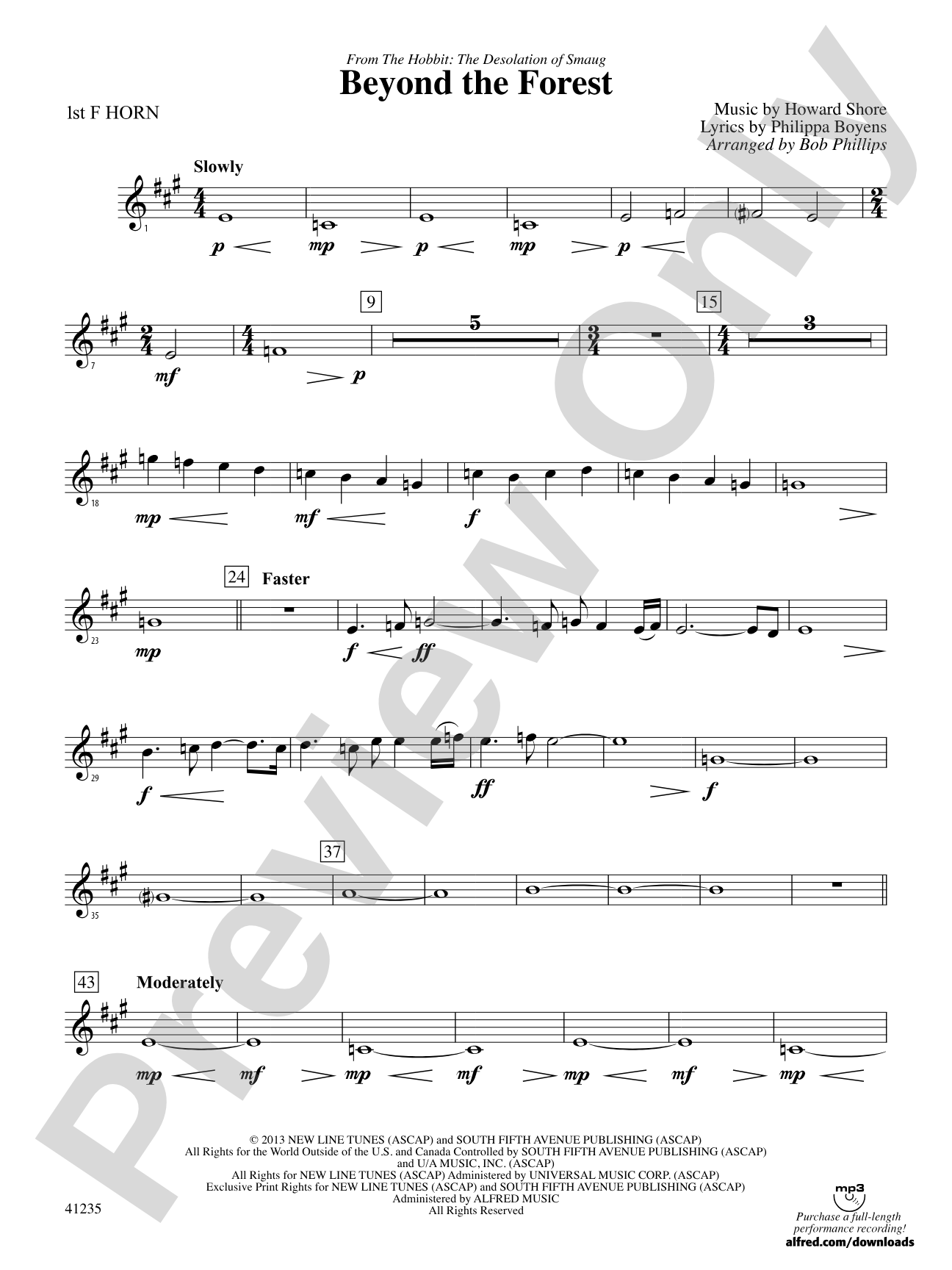 Beyond the Forest (from The Hobbit: The Desolation of Smaug): 1st F Horn