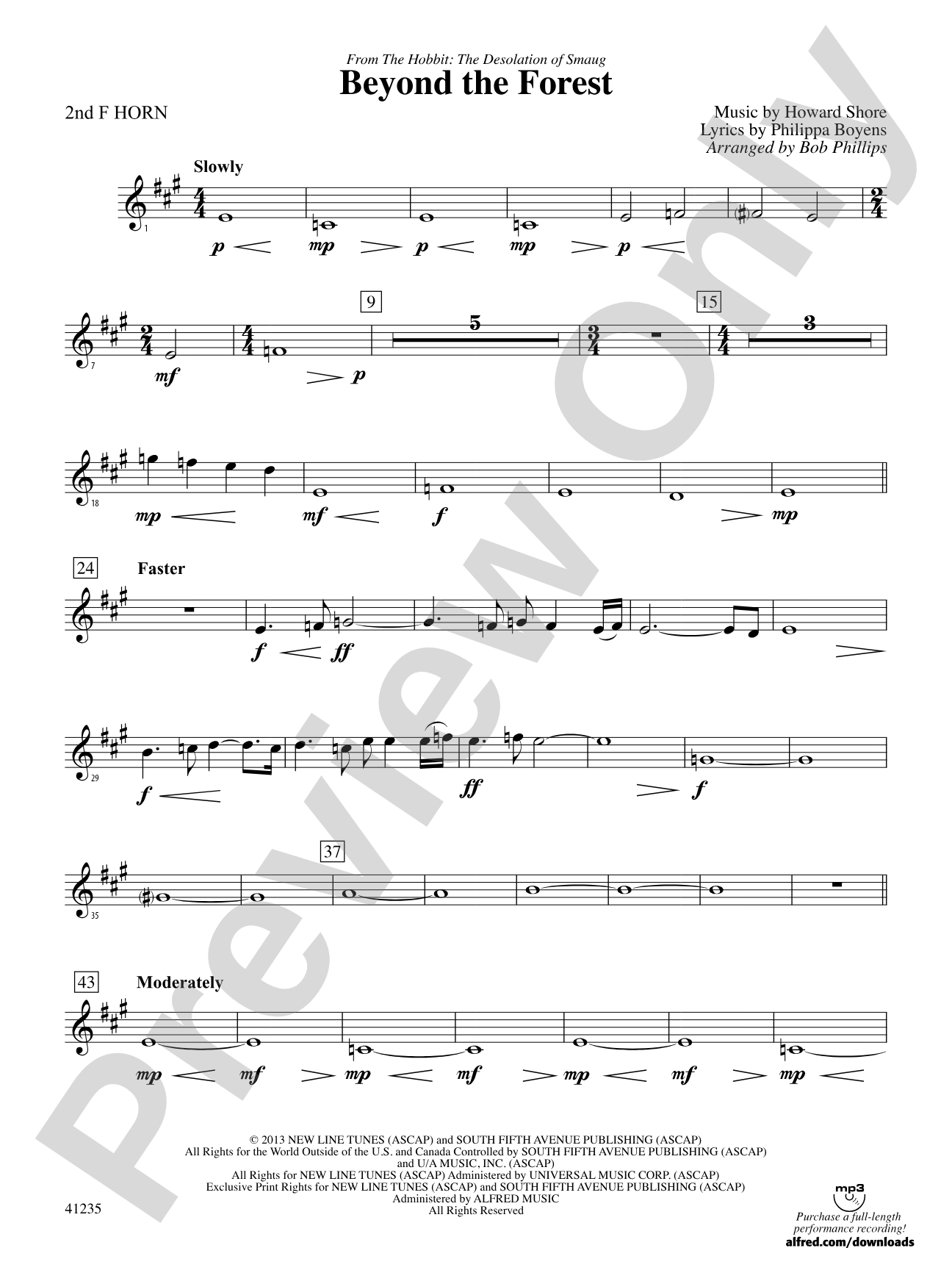 Beyond the Forest (from The Hobbit: The Desolation of Smaug): 2nd F Horn