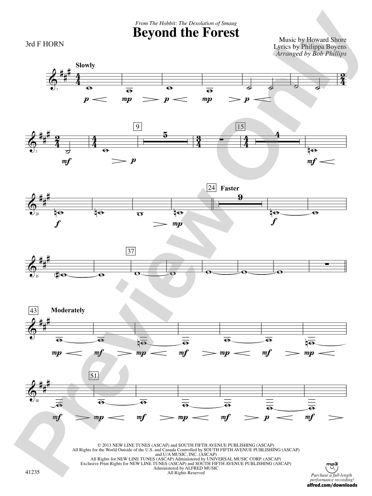 Beyond the Forest (from The Hobbit: The Desolation of Smaug): 3rd F Horn