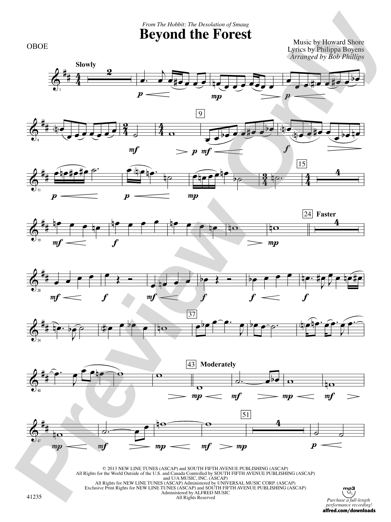 Beyond the Forest (from The Hobbit: The Desolation of Smaug): Oboe