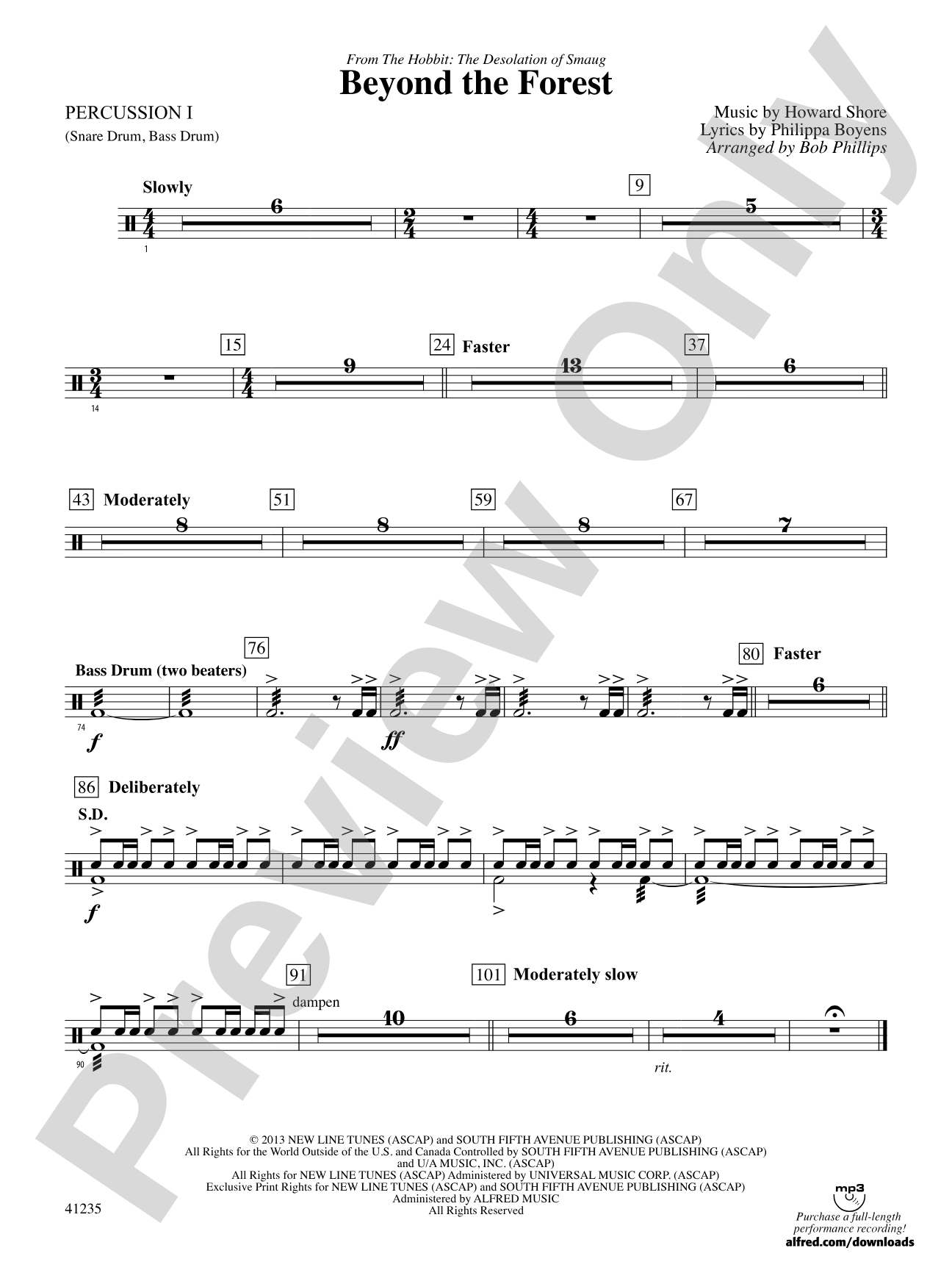 Beyond the Forest (from The Hobbit: The Desolation of Smaug): 1st Percussion