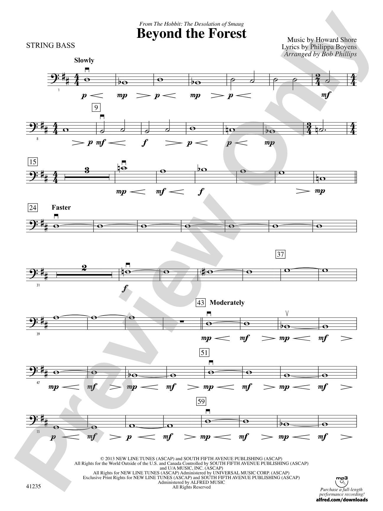 Beyond the Forest (from The Hobbit: The Desolation of Smaug): String Bass