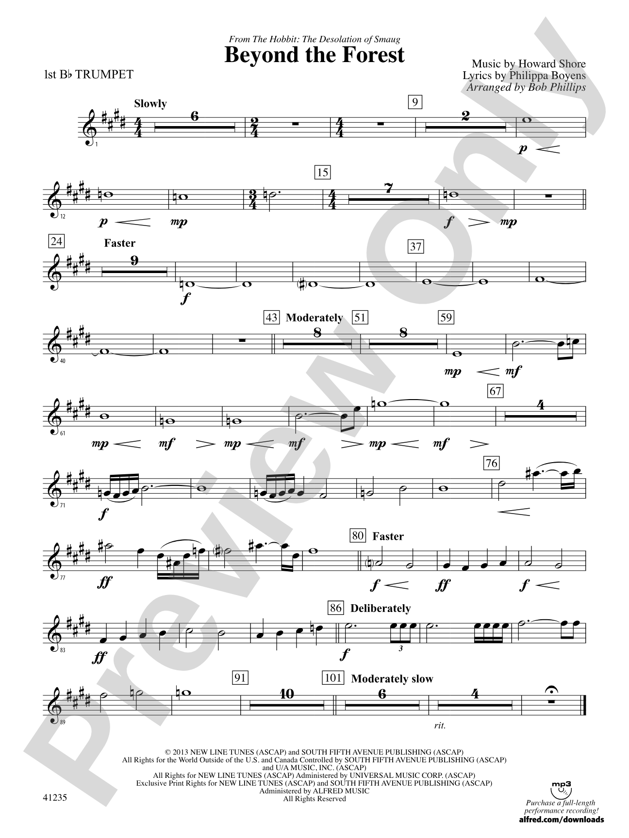 Beyond the Forest (from The Hobbit: The Desolation of Smaug): 1st B-flat Trumpet
