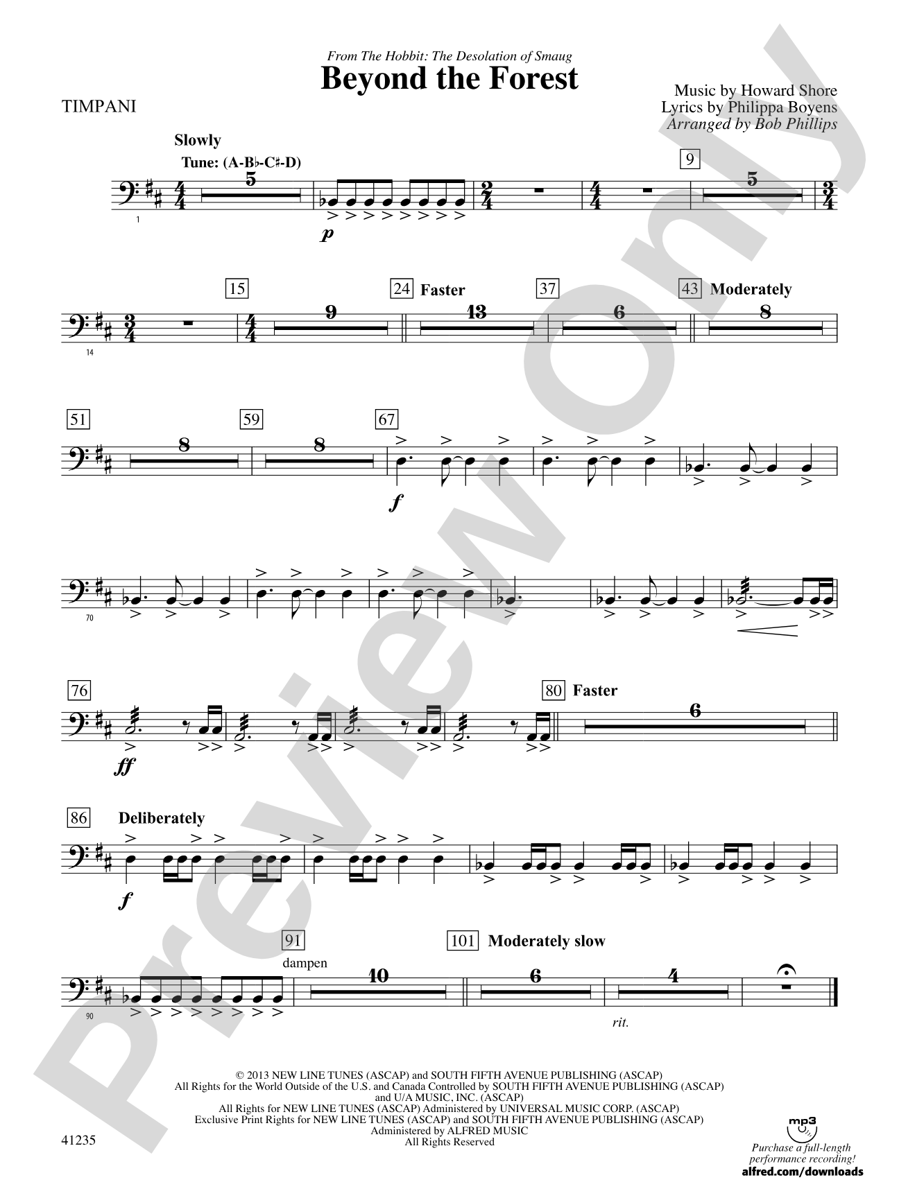 Beyond the Forest (from The Hobbit: The Desolation of Smaug): Timpani