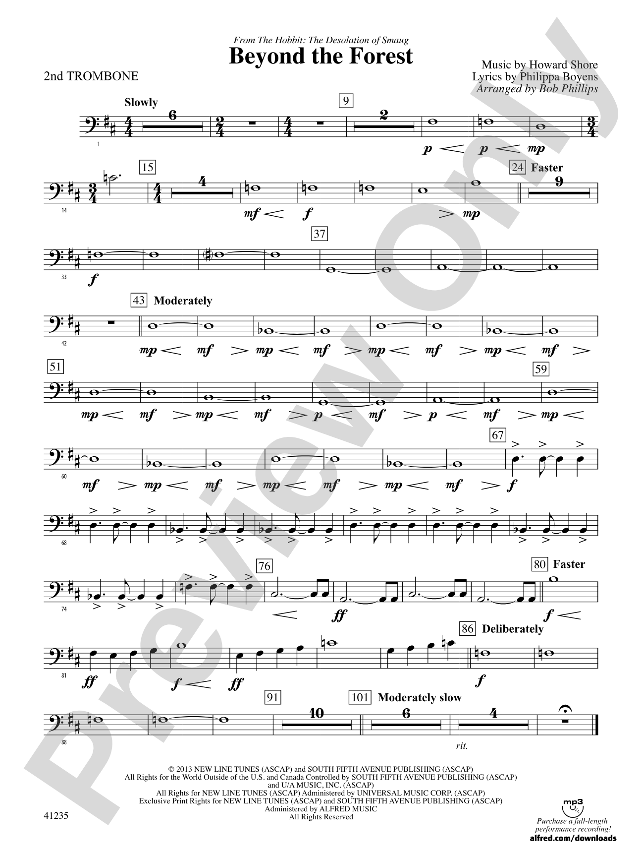 Beyond the Forest (from The Hobbit: The Desolation of Smaug): 2nd Trombone
