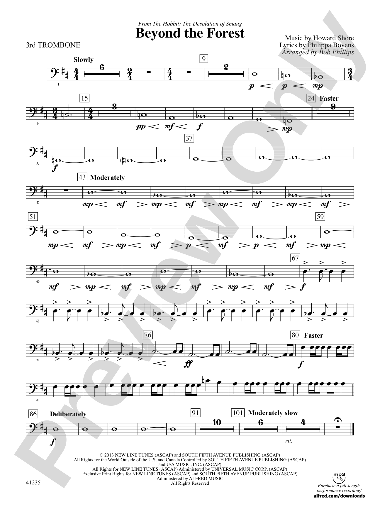 Beyond the Forest (from The Hobbit: The Desolation of Smaug): 3rd Trombone