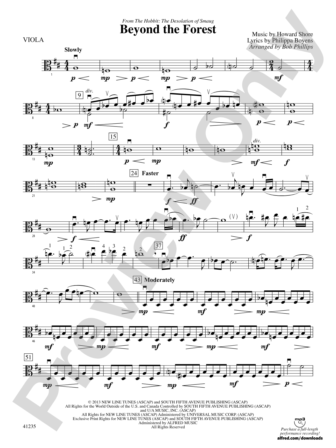 Beyond the Forest (from The Hobbit: The Desolation of Smaug): Viola