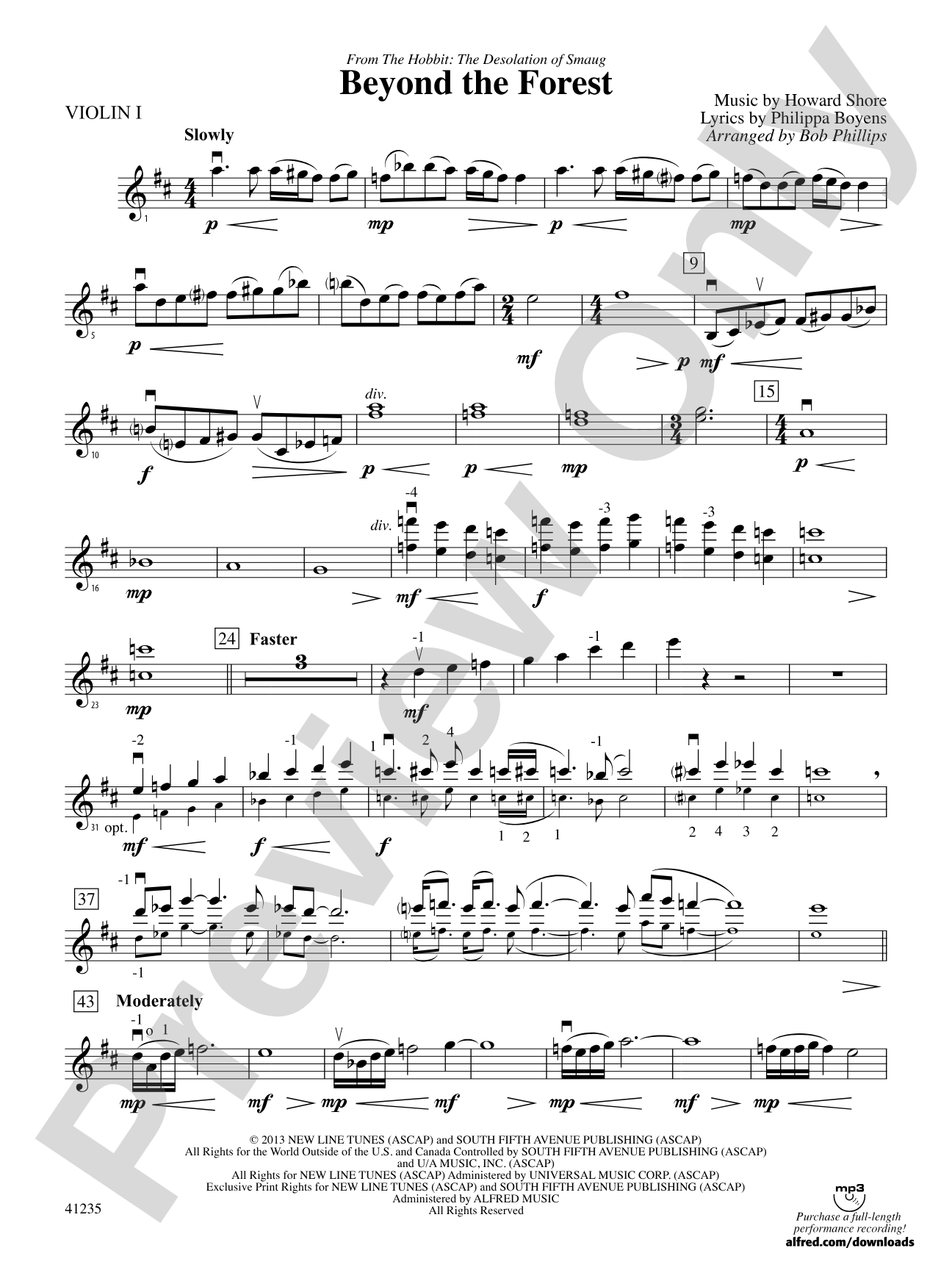 Beyond the Forest (from The Hobbit: The Desolation of Smaug): 1st Violin