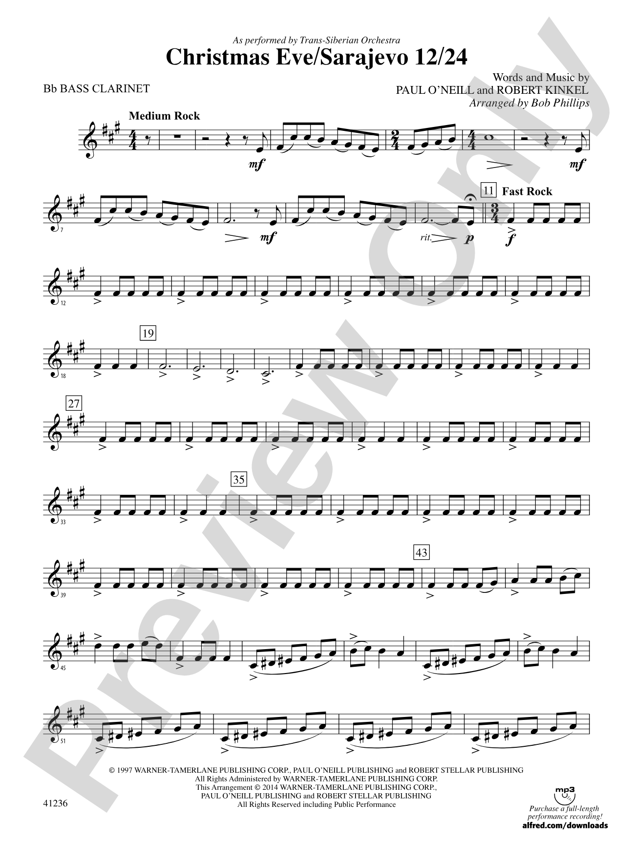 Christmas Eve/Sarajevo 12/24: B-flat Bass Clarinet
