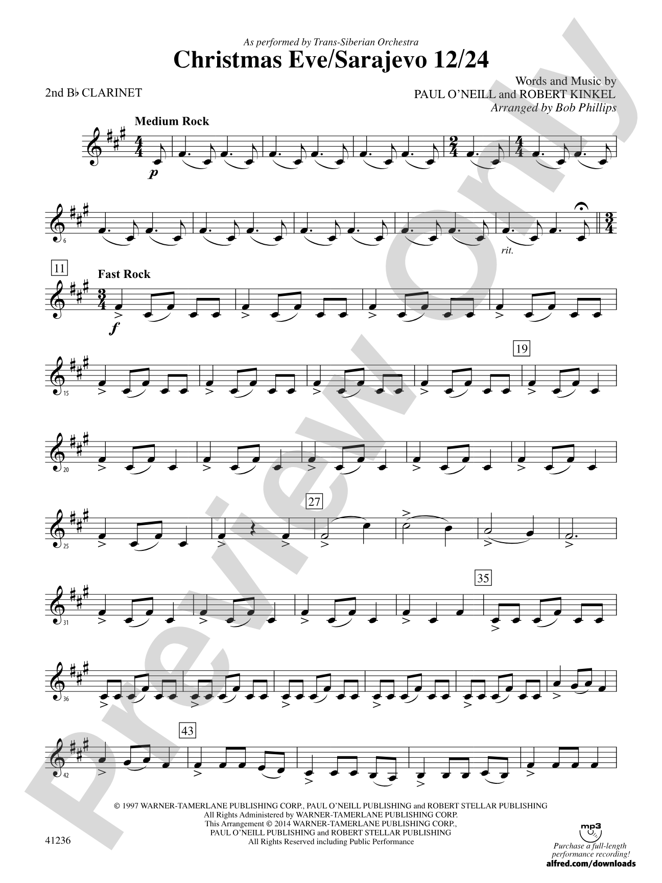 Christmas Eve/Sarajevo 12/24: 2nd B-flat Clarinet