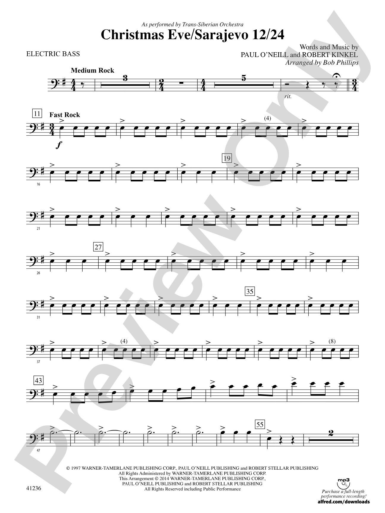 Christmas Eve/Sarajevo 12/24: Electric Bass