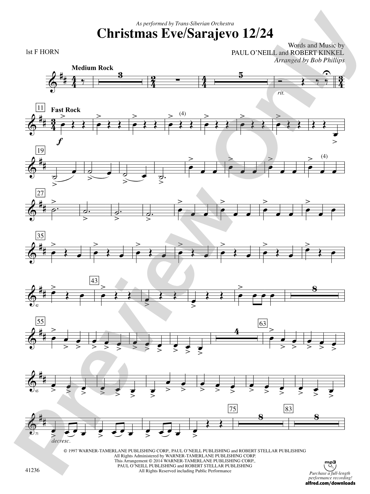 Christmas Eve/Sarajevo 12/24: 1st F Horn