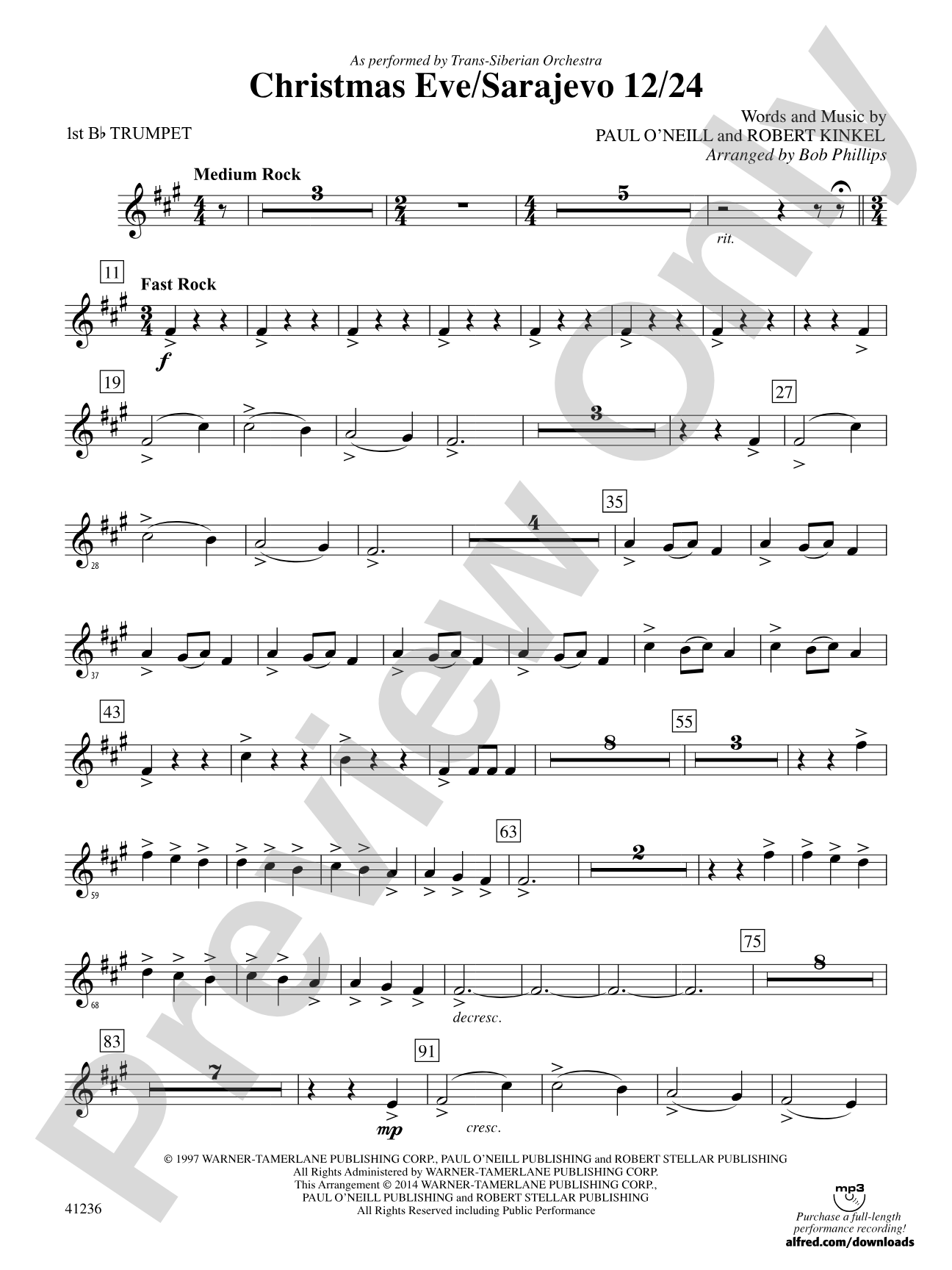 Christmas Eve/Sarajevo 12/24: 1st B-flat Trumpet