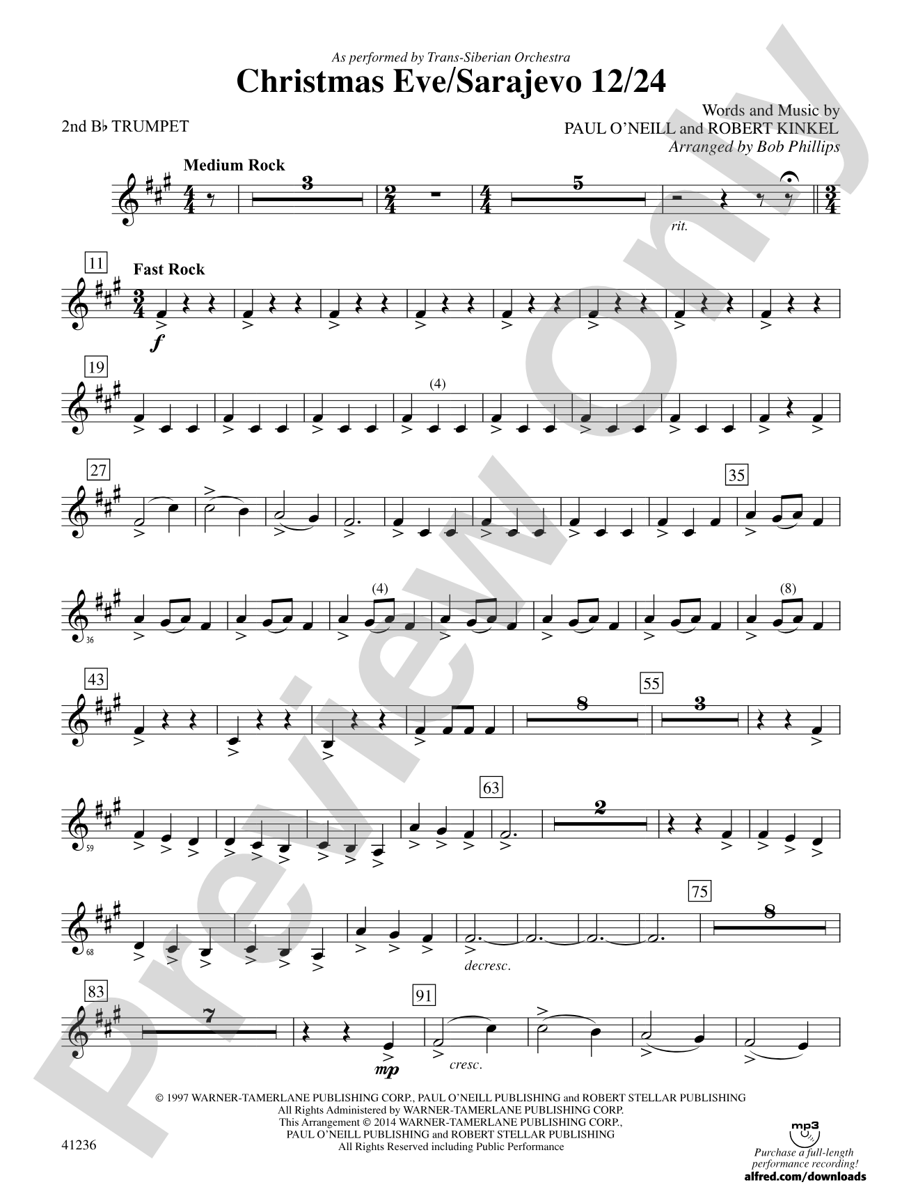 Christmas Eve/Sarajevo 12/24: 2nd B-flat Trumpet