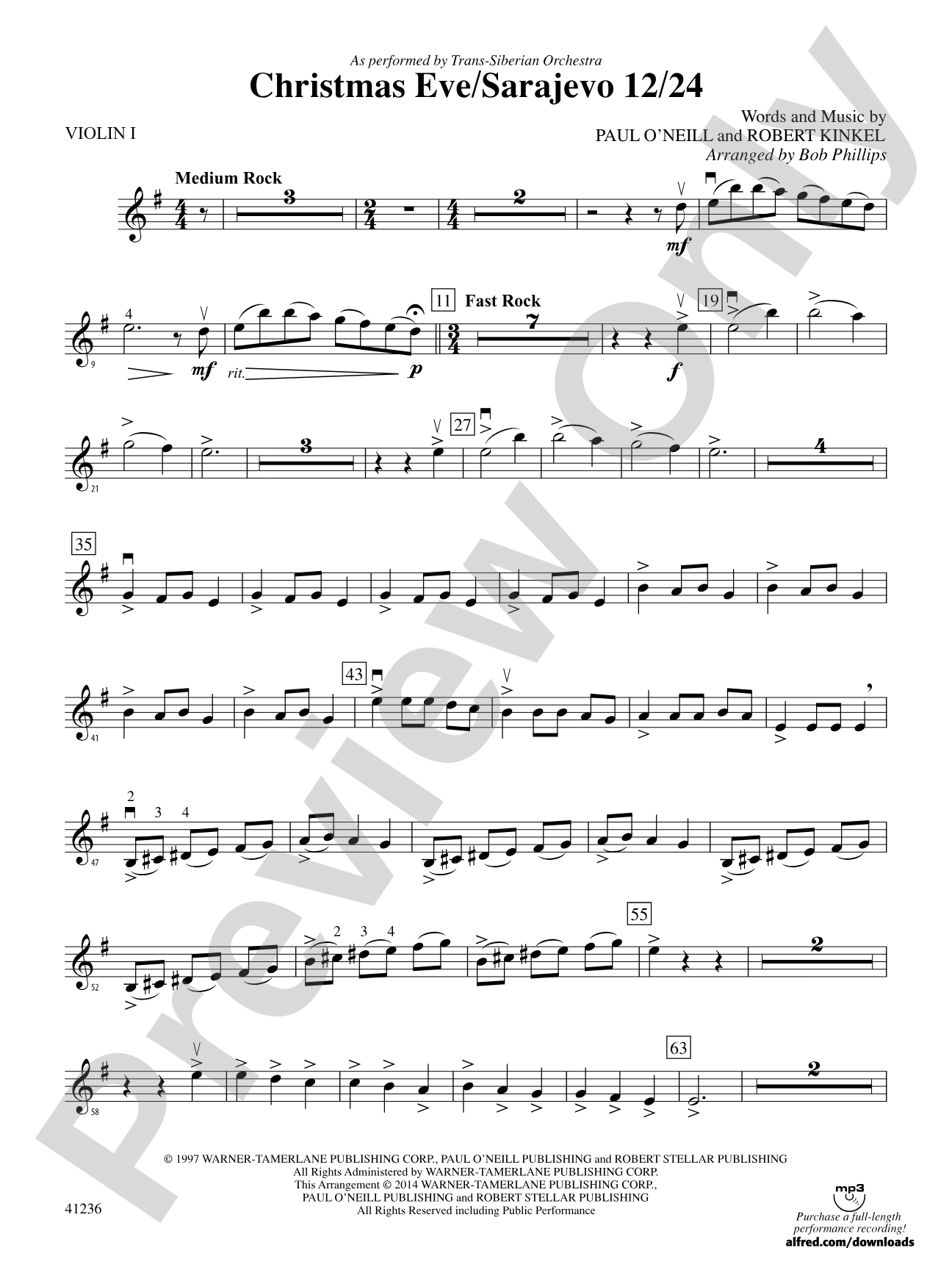 Christmas Eve/Sarajevo 12/24: 1st Violin