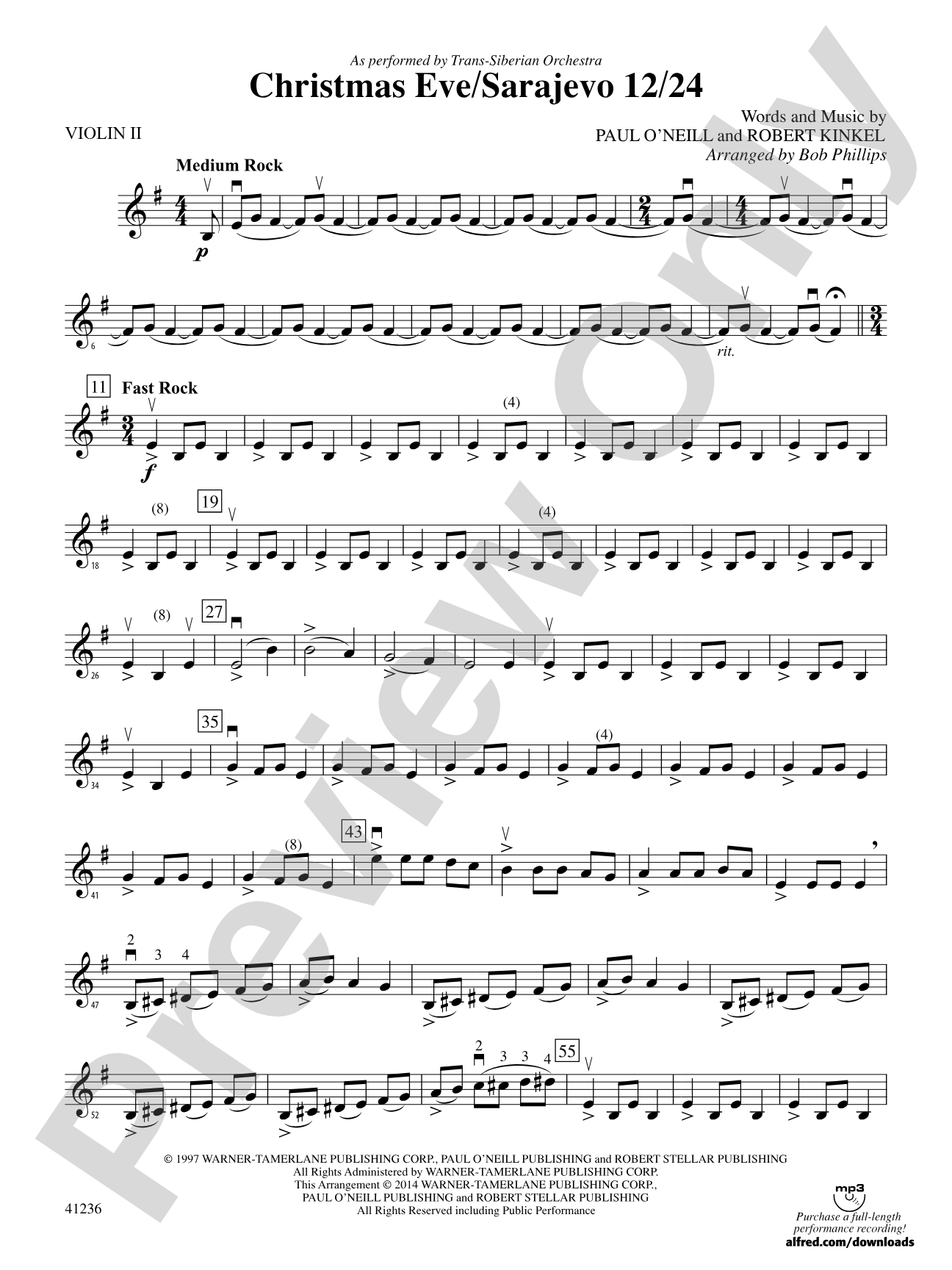 Christmas Eve/Sarajevo 12/24: 2nd Violin