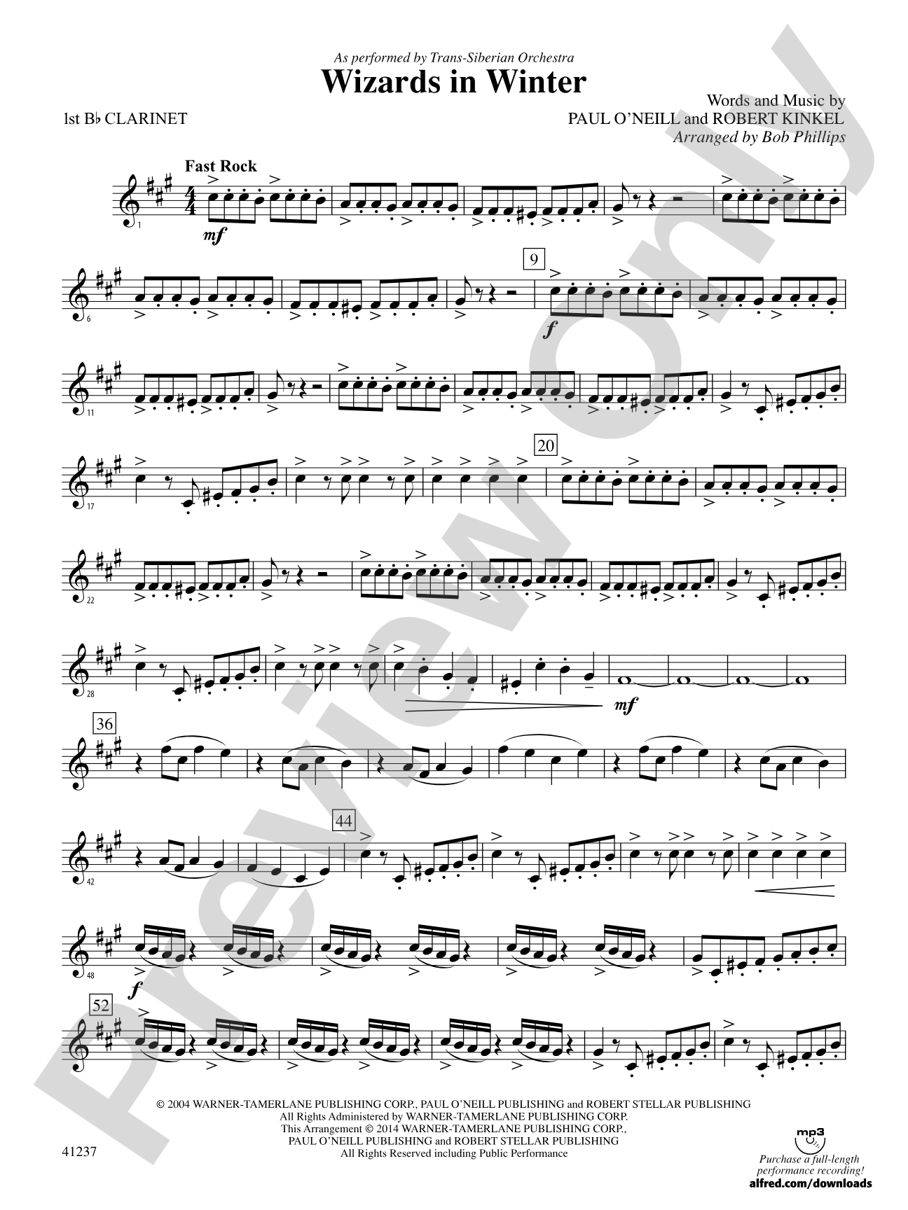 Wizards in Winter: 1st B-flat Clarinet