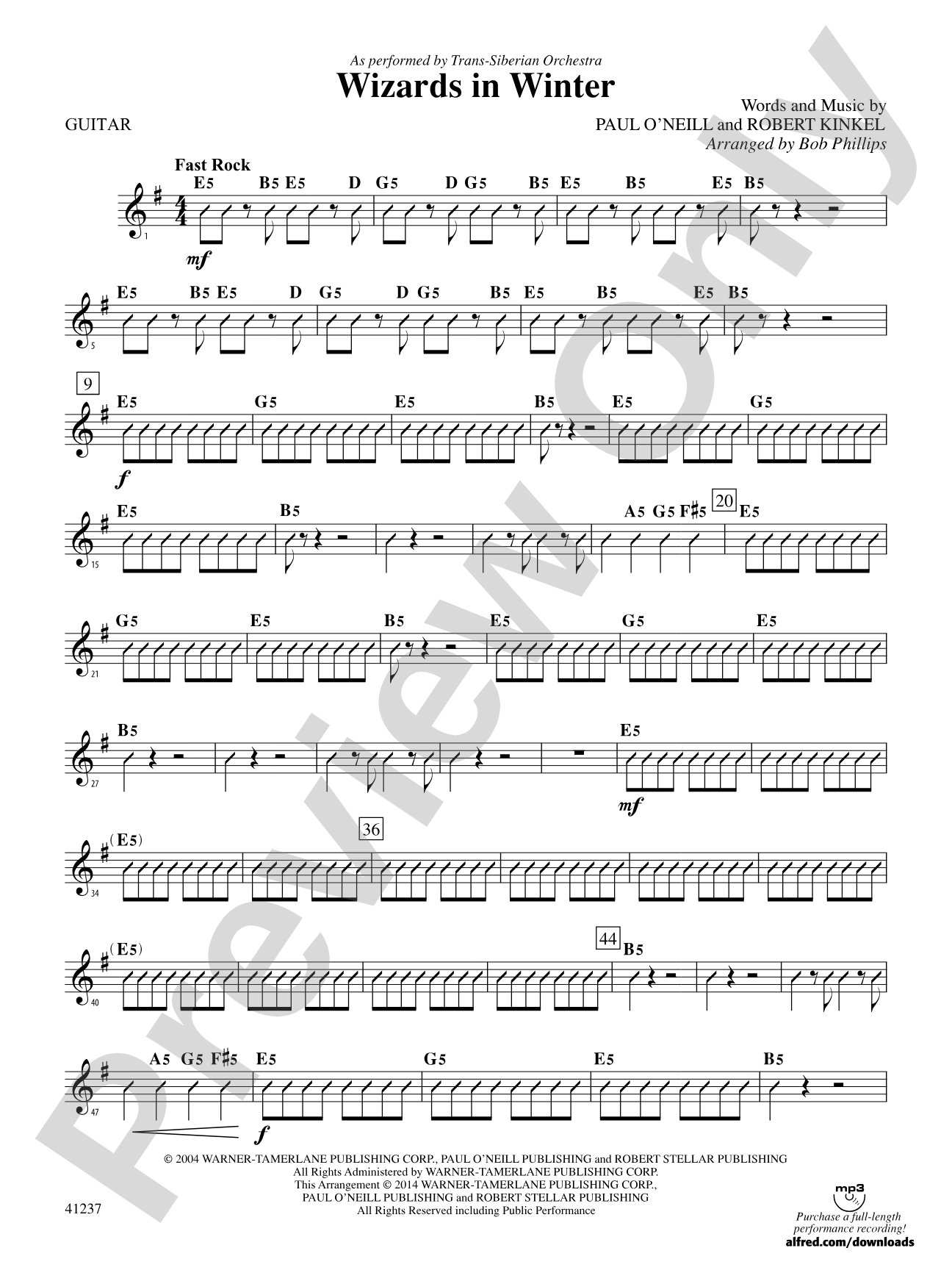 Wizards in Winter: Guitar